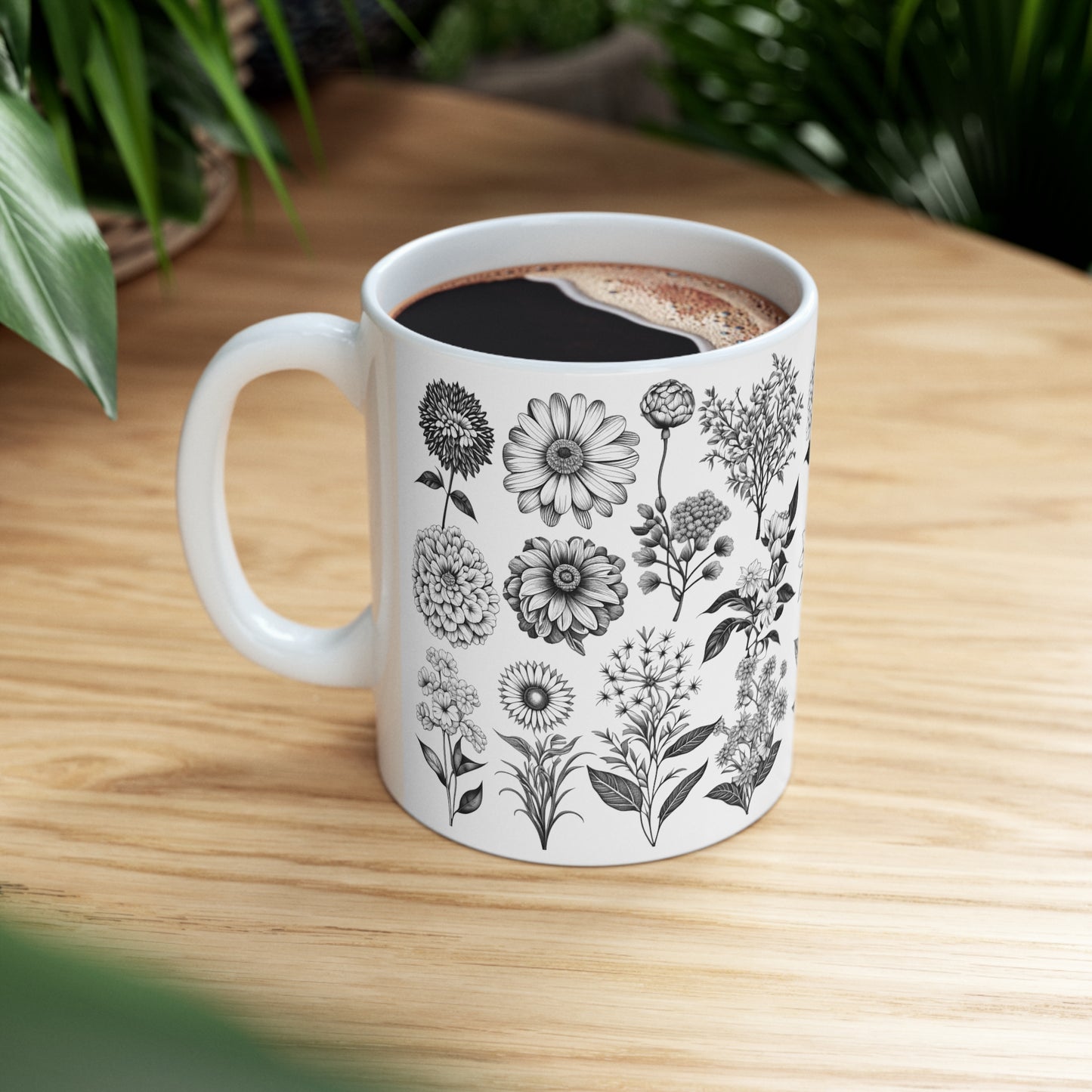 Floral Forest Vintage Drawing Ceramic Mug by ViralDestinations