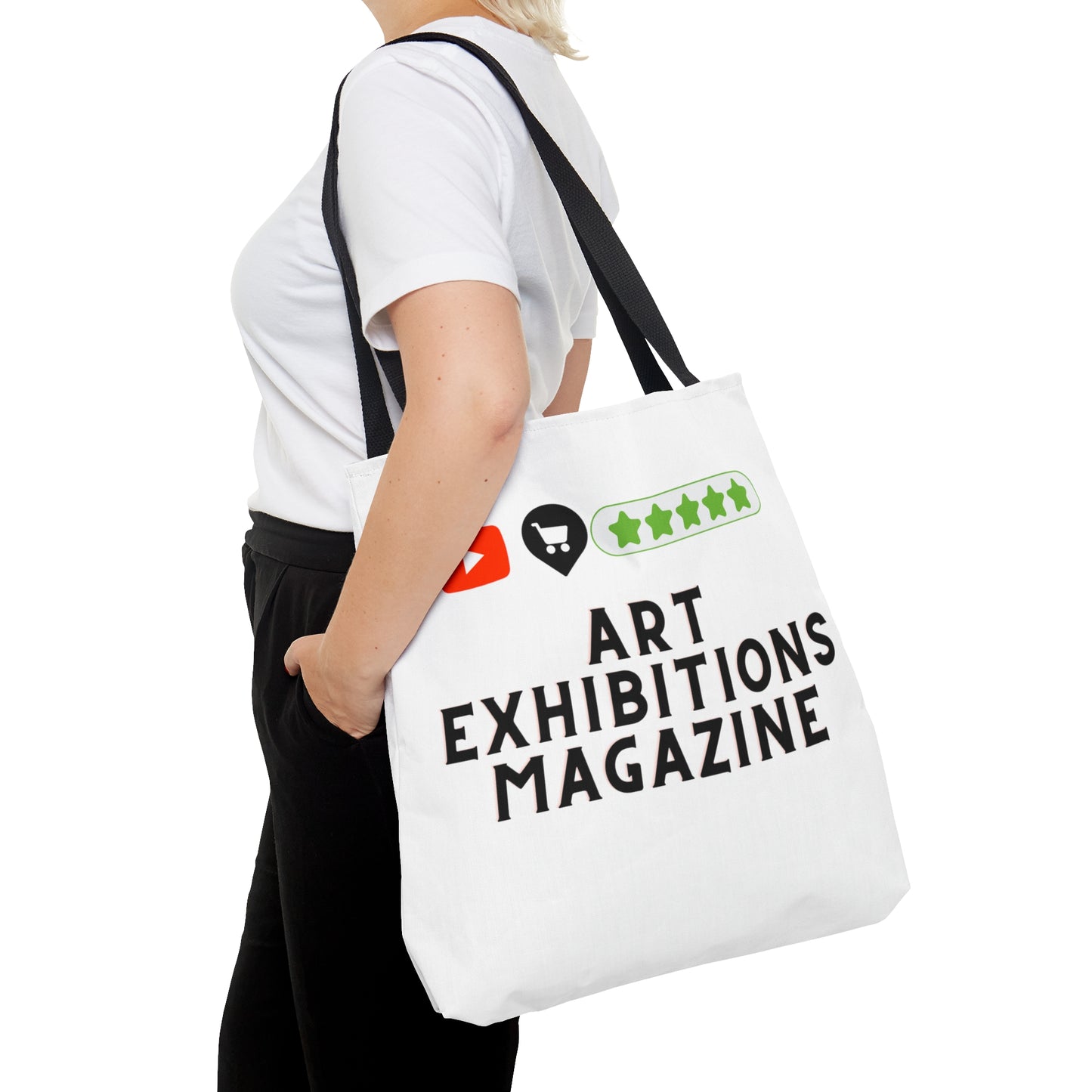 Art Exhibitions Magazine Official Large Tote Bag (AOP) w black strap by ViralDestinations