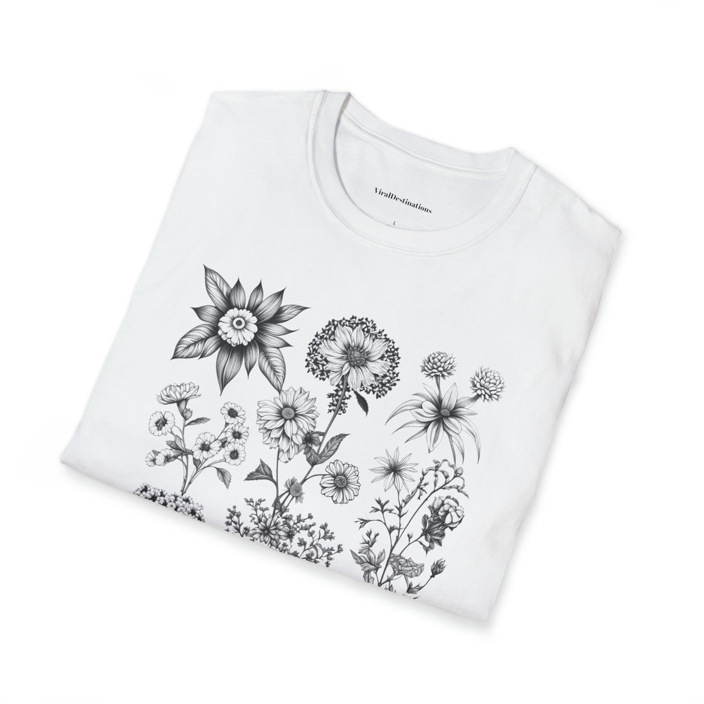 Vintage Drawing Floral Combo Lifestyle Trending Unisex Soft T-Shirt by ViralDestinations