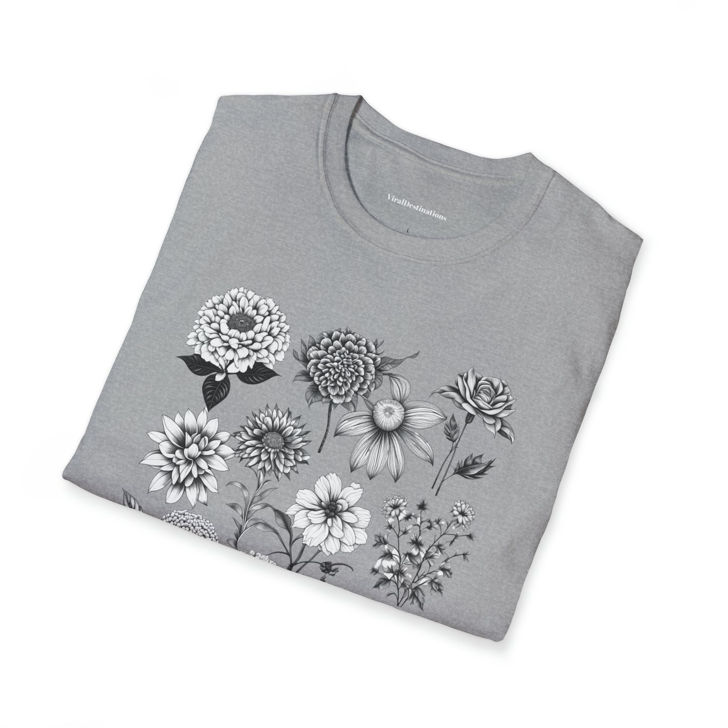 Vintage Drawing Floral Combo Lifestyle Trending Unisex Soft T-Shirt by ViralDestinations