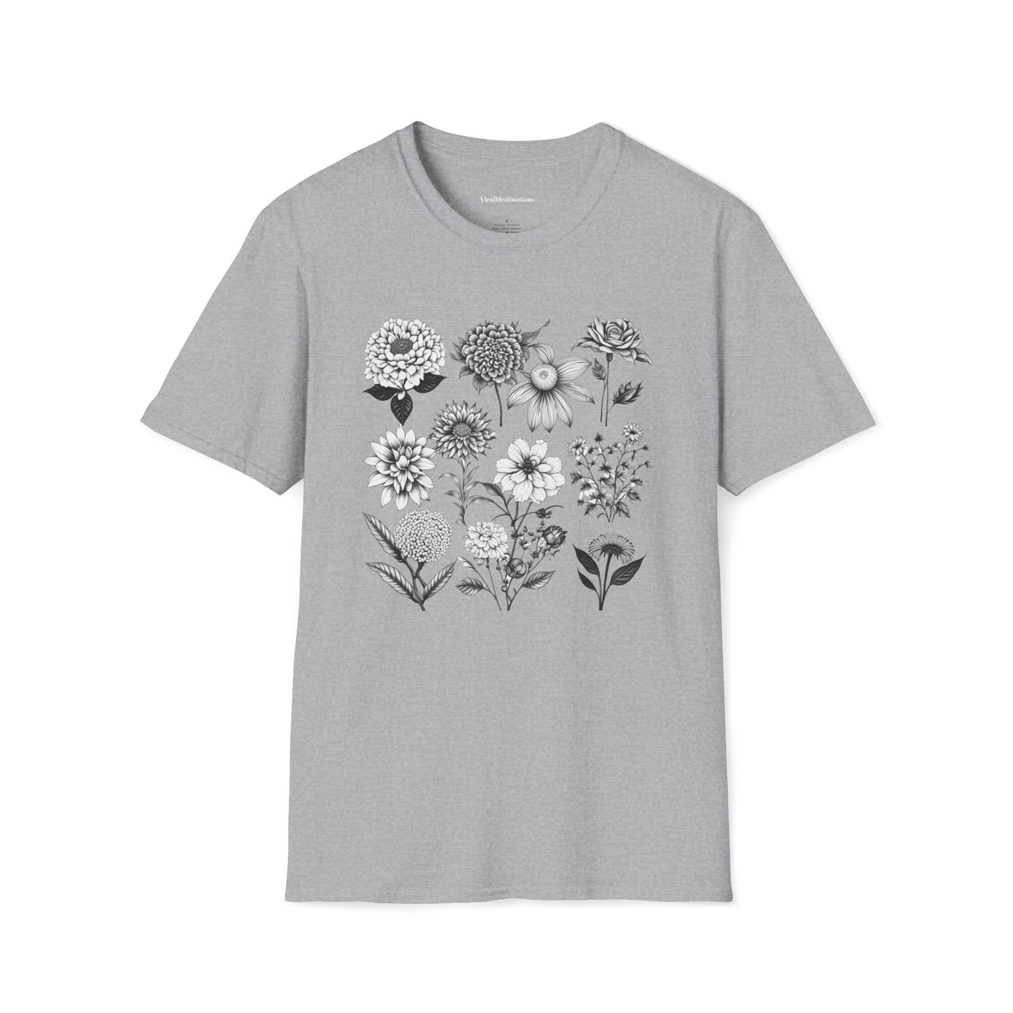 Vintage Drawing Floral Combo Lifestyle Trending Unisex Soft T-Shirt by ViralDestinations