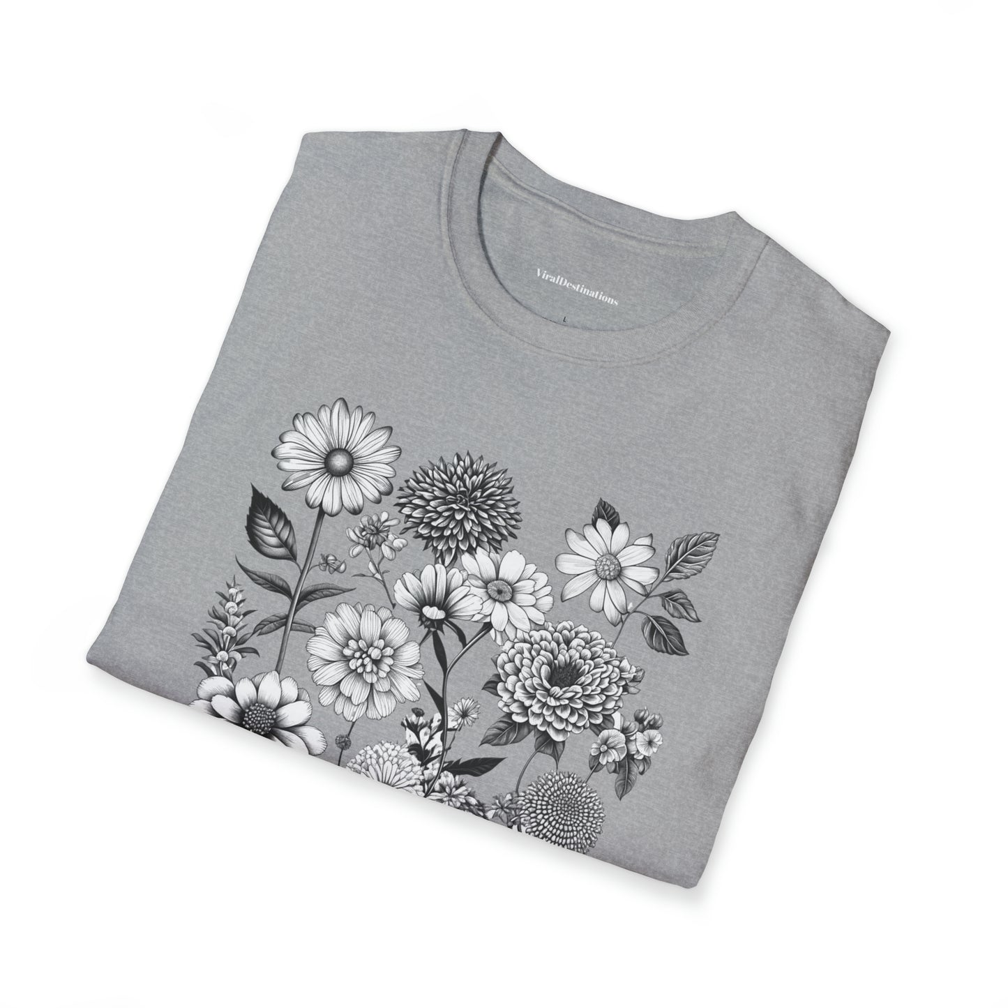 Vintage Drawing Floral Combo Lifestyle Trending Unisex Soft T-Shirt by ViralDestinations