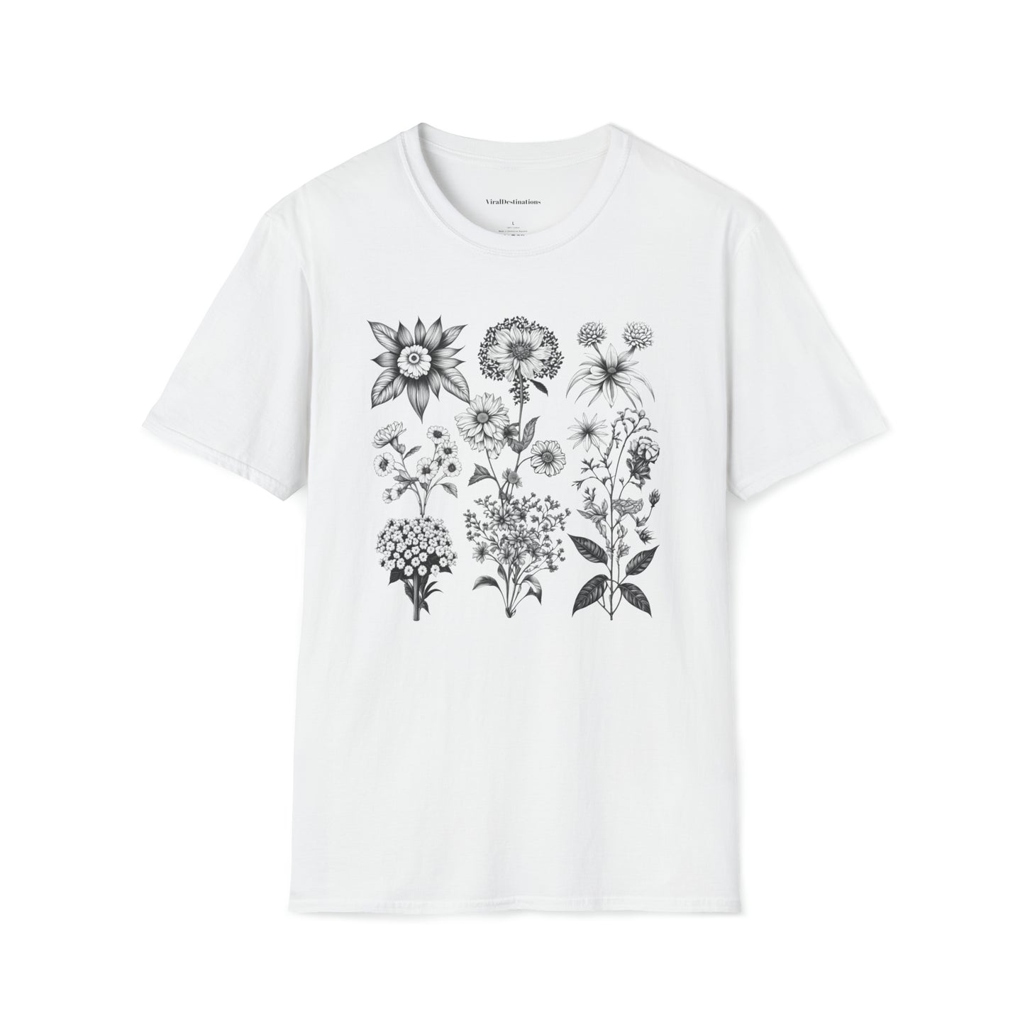 Vintage Drawing Floral Combo Lifestyle Trending Unisex Soft T-Shirt by ViralDestinations