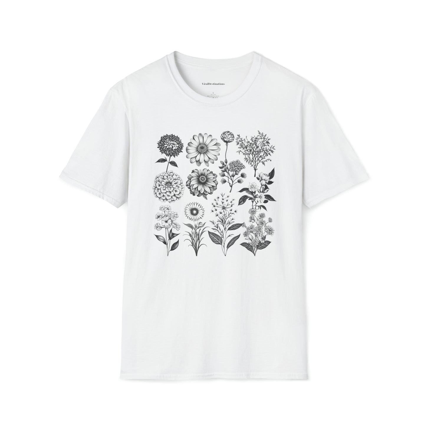 Vintage Drawing Floral Combo Lifestyle Trending Unisex Soft T-Shirt by ViralDestinations