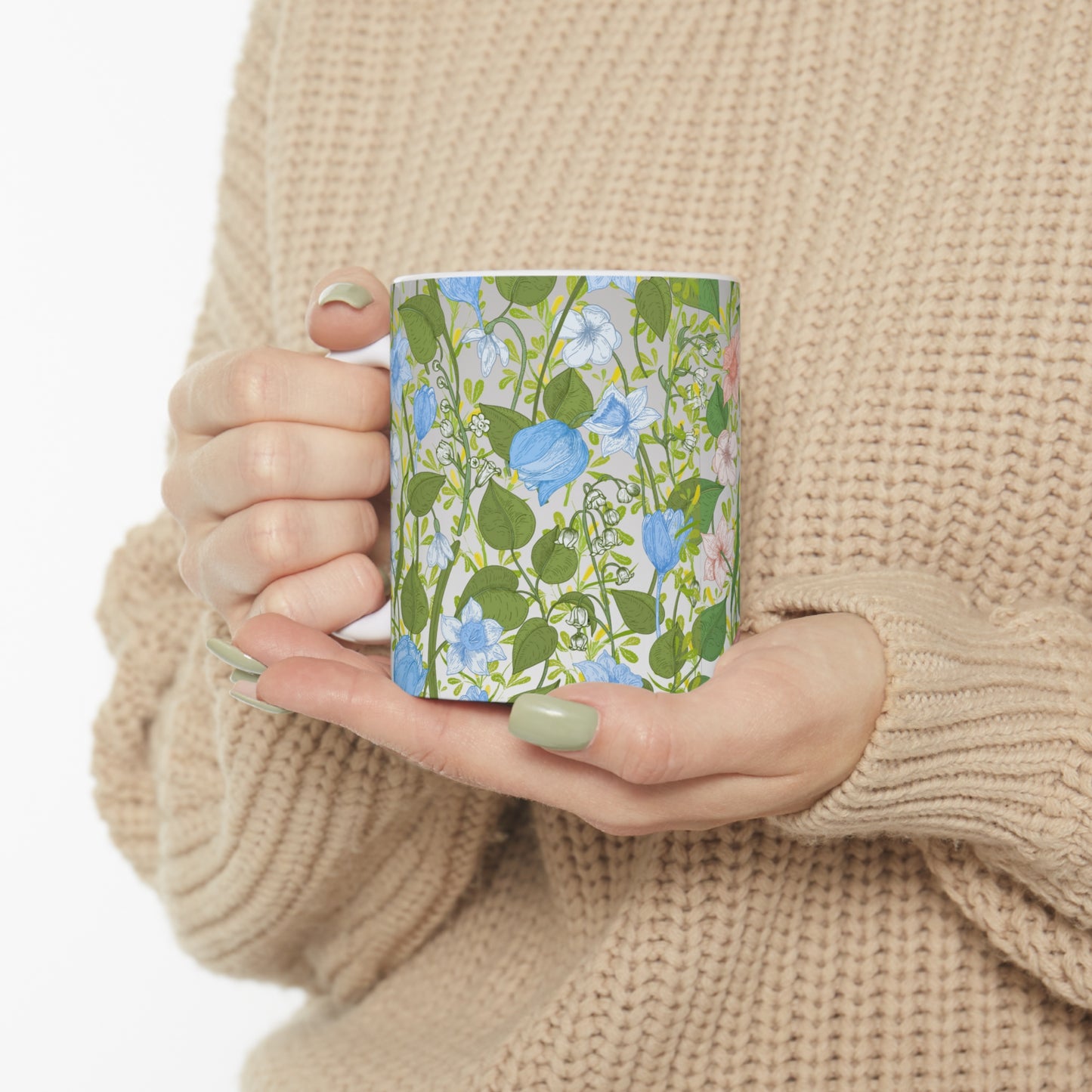 Tri-Color Theme Floral Ceramic Mug by ViralDestinations™