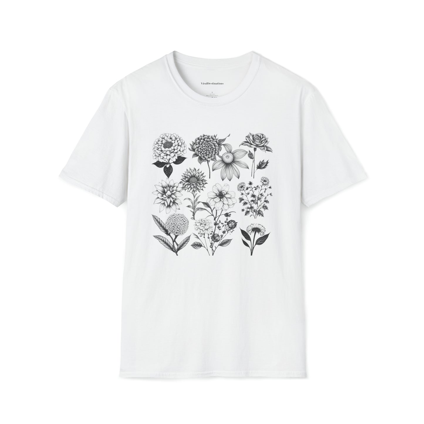 Vintage Drawing Floral Combo Lifestyle Trending Unisex Soft T-Shirt by ViralDestinations