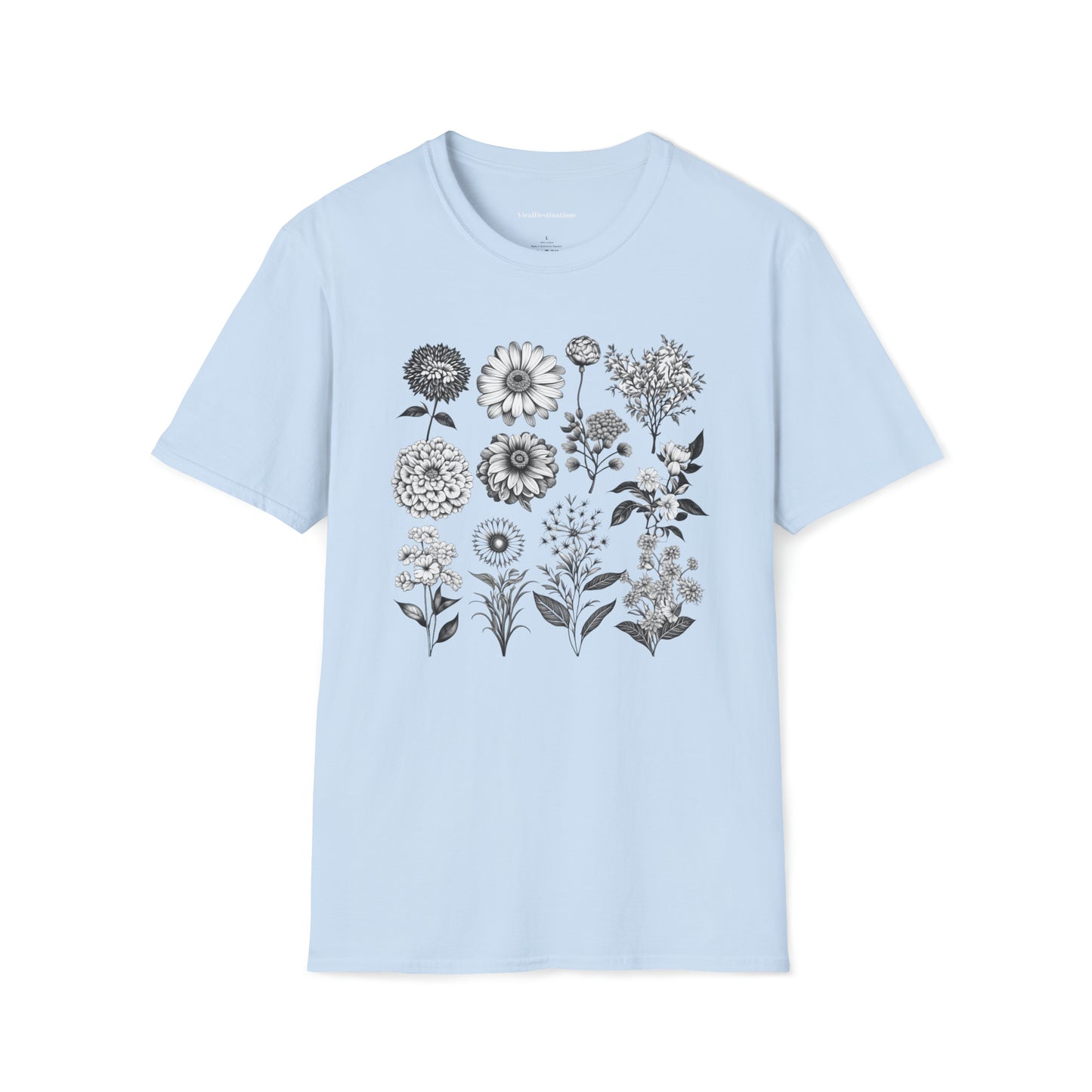 Vintage Drawing Floral Combo Lifestyle Trending Unisex Soft T-Shirt by ViralDestinations