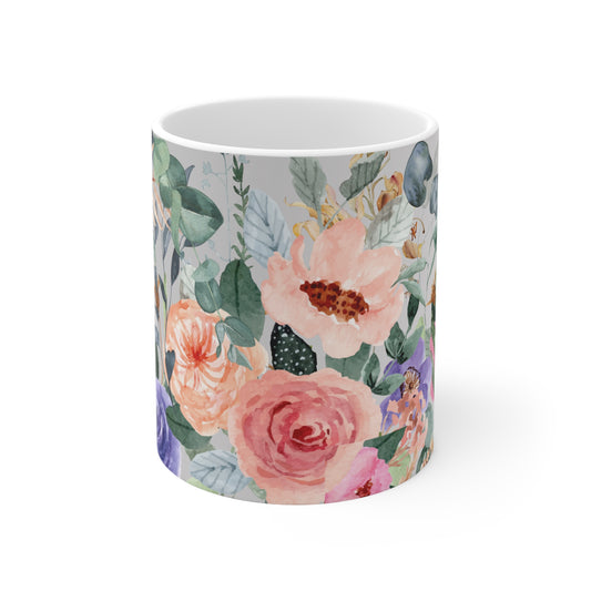 Poetic Floral Wash Bounty Ceramic Mug by ViralDestinations™