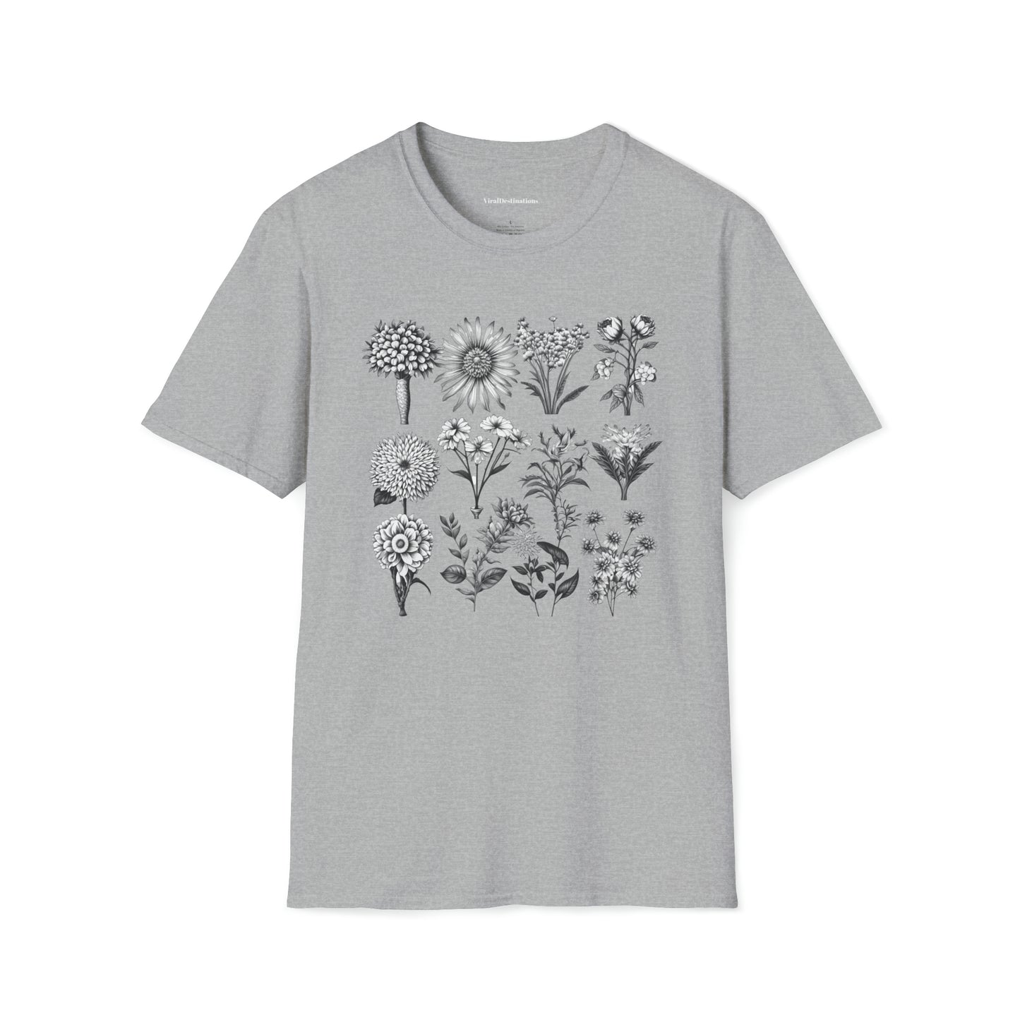 Vintage Drawing Floral Combo Lifestyle Trending Unisex Soft T-Shirt by ViralDestinations