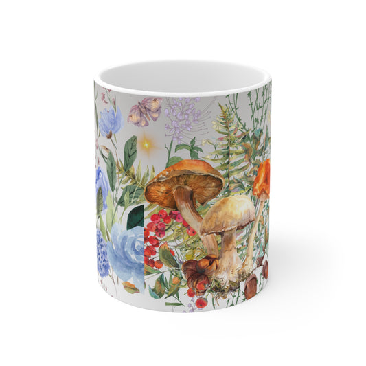 Floral Botanical Mushroom Design Ceramic Mug by ViralDestinations™