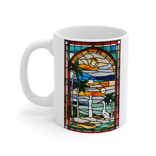 Christmas in Florida Tiffany's Studio Style Swan Ceramic Mug by ViralDestinations - Collectible Art at your hands