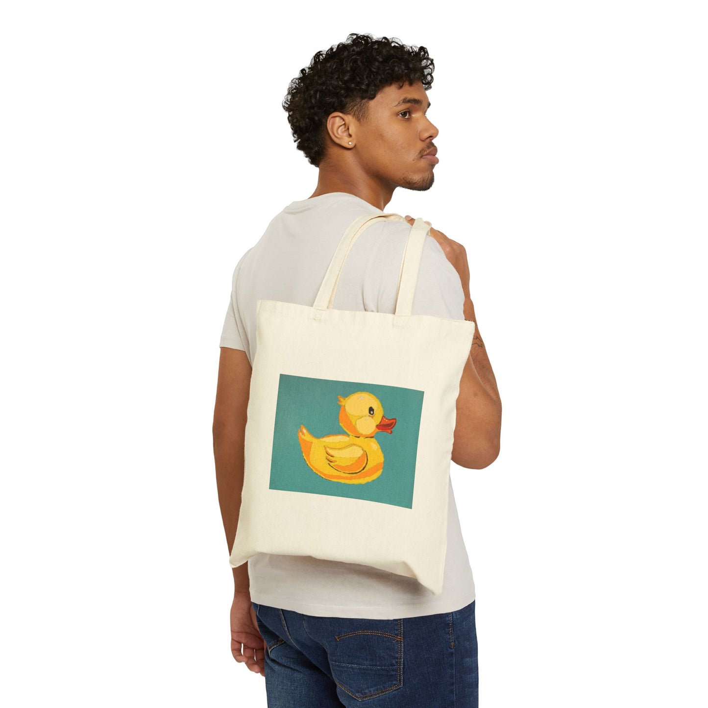 The Art Shop Signature Rubber Duck Canvas Tote — Cute Yellow Duck Grocery & Beach Bag