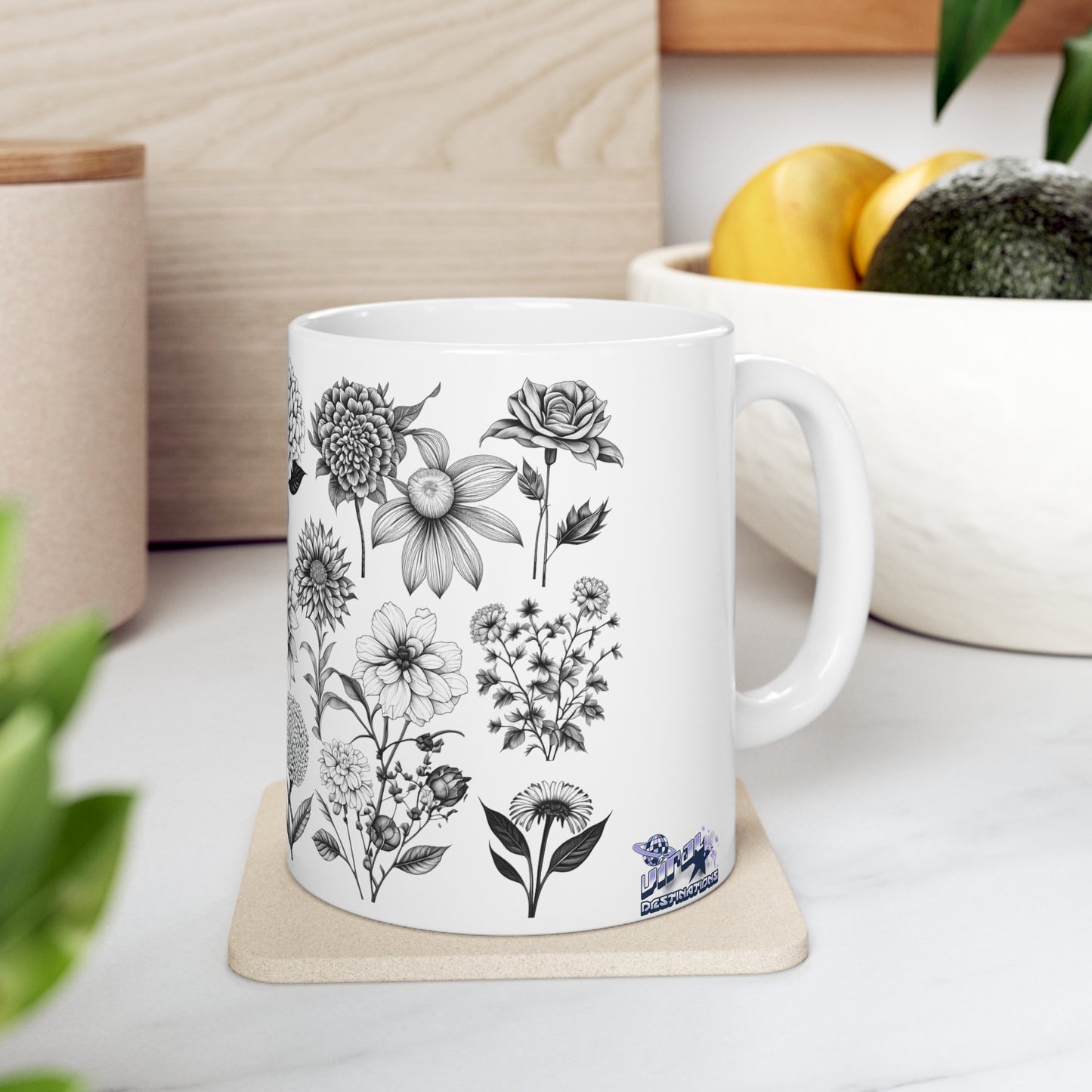 Floral Forest Vintage Drawing Ceramic Mug by ViralDestinations