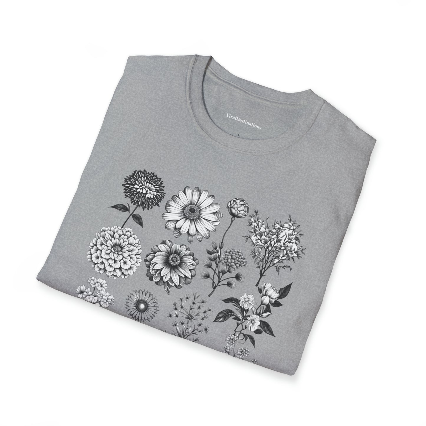 Vintage Drawing Floral Combo Lifestyle Trending Unisex Soft T-Shirt by ViralDestinations