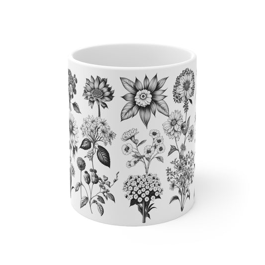 Floral Forest Vintage Drawing Ceramic Mug by ViralDestinations