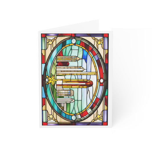 Holiday Postcard Star City Greeting Cards Tiffany Studio Style w/ envelopes by The Art Shop