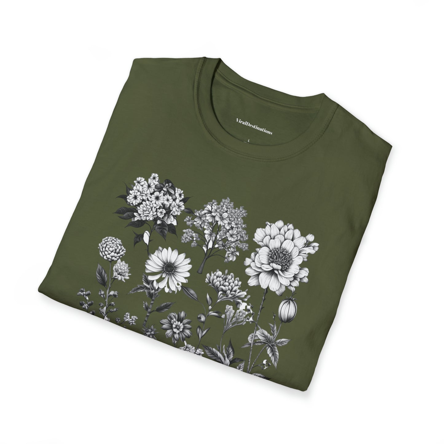 Vintage Drawing Floral Combo Lifestyle Trending Unisex Soft T-Shirt by ViralDestinations