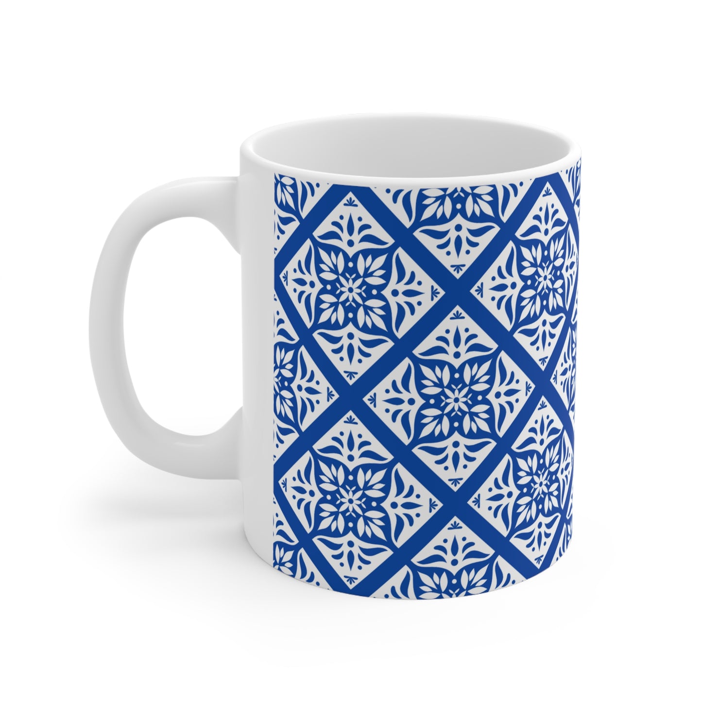 Delft Blue Floral Patterned Interior Decor Still Life Premium Quality Ceramic Mug