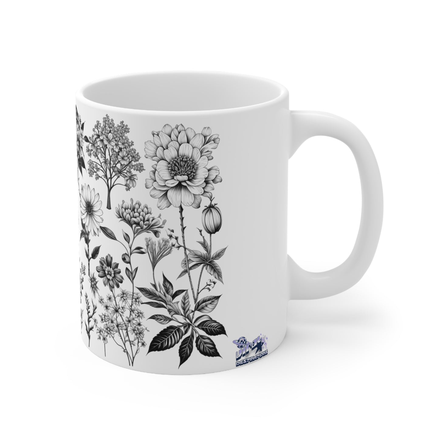 Floral Forest Vintage Drawing Ceramic Mug by ViralDestinations