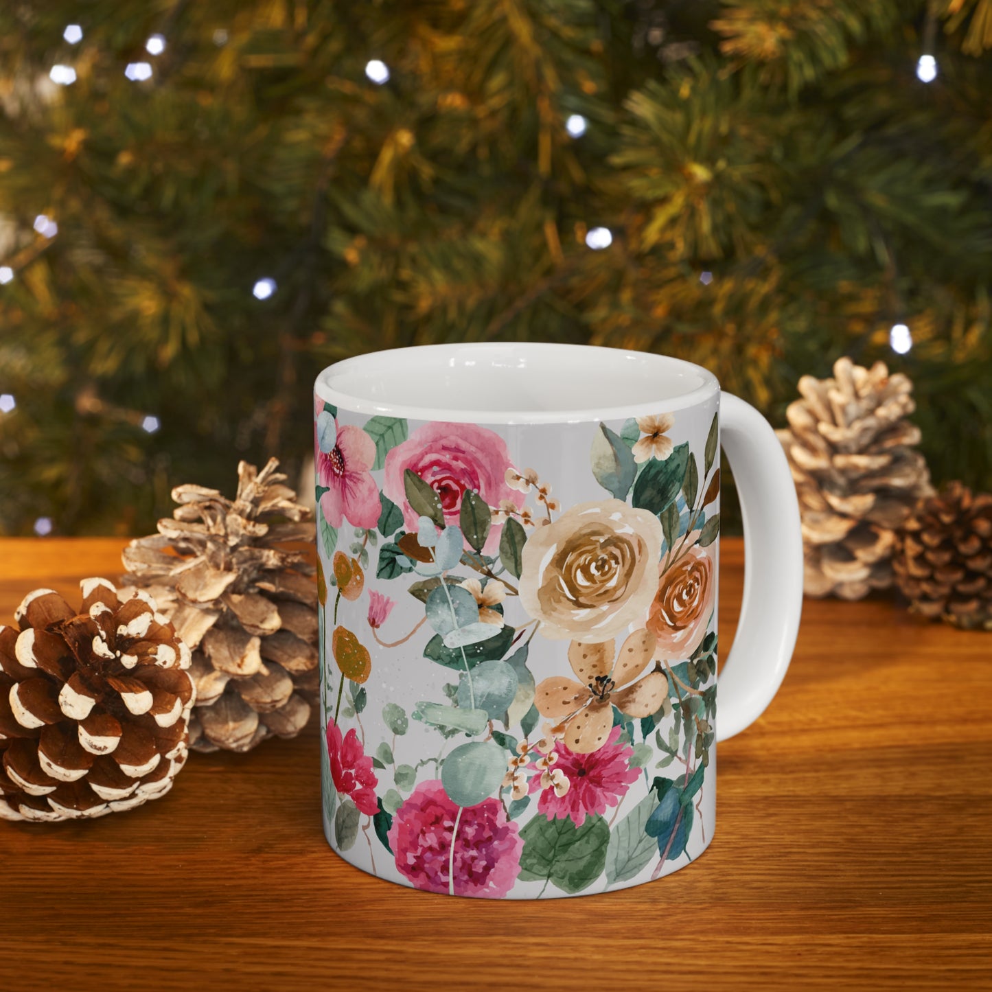 Floral Watercolor with Glitters Ceramic Mug by ViralDestinations™