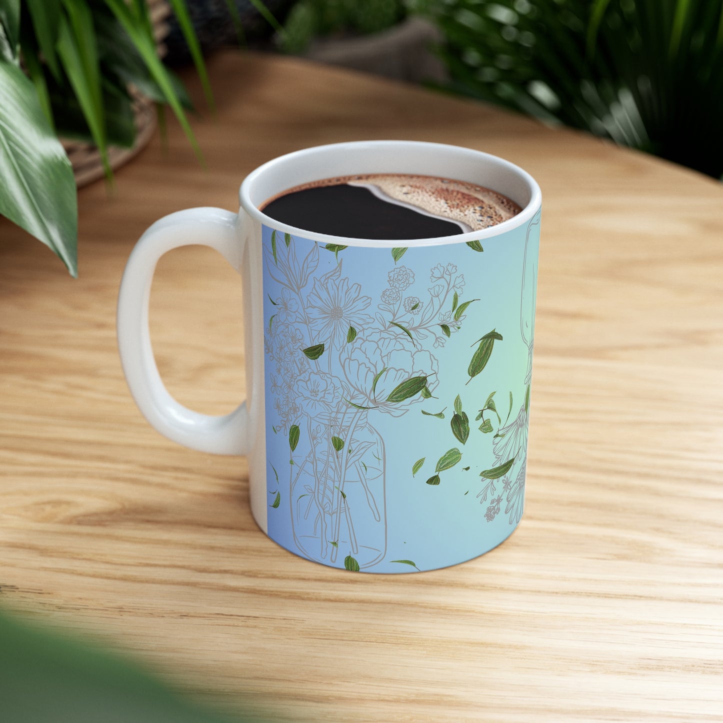 Trio Fun Vases & Flying Leaves Ceramic Mug by ViralDestinations™