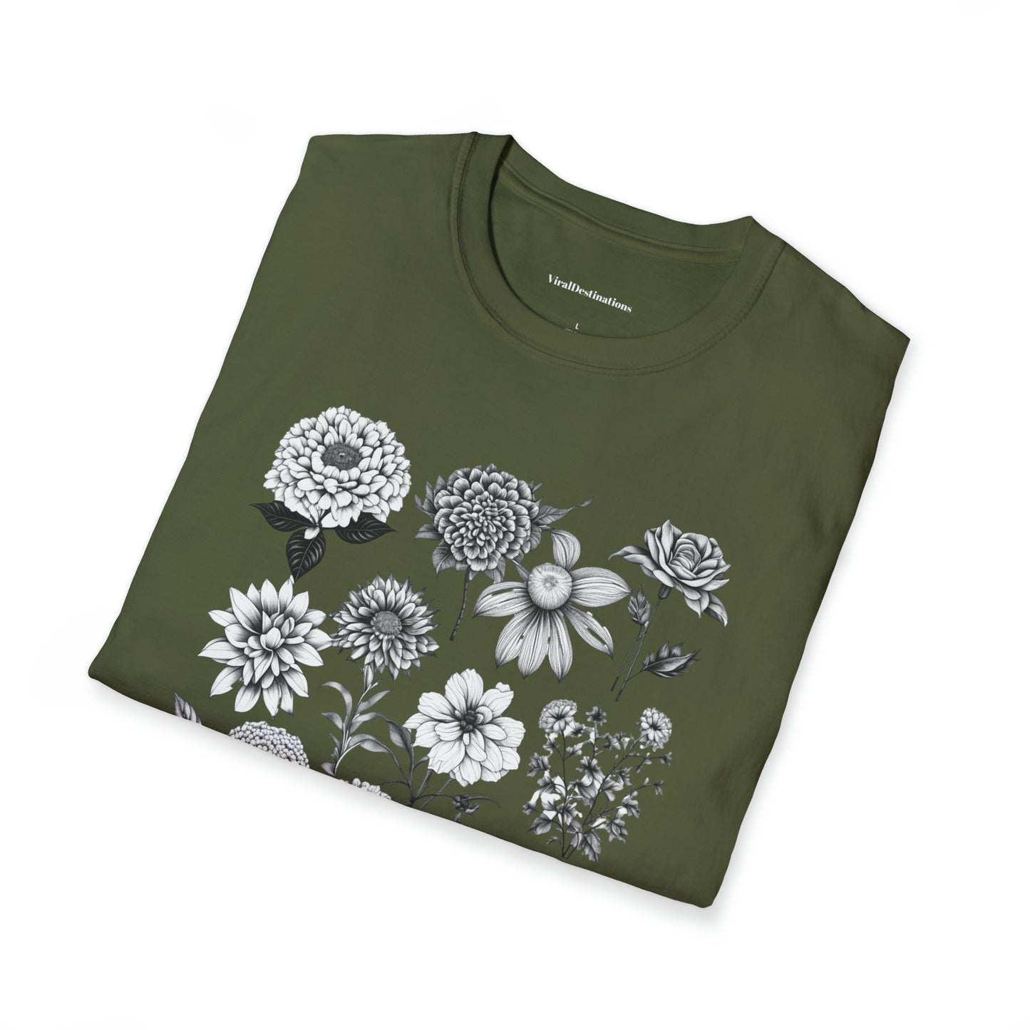 Vintage Drawing Floral Combo Lifestyle Trending Unisex Soft T-Shirt by ViralDestinations