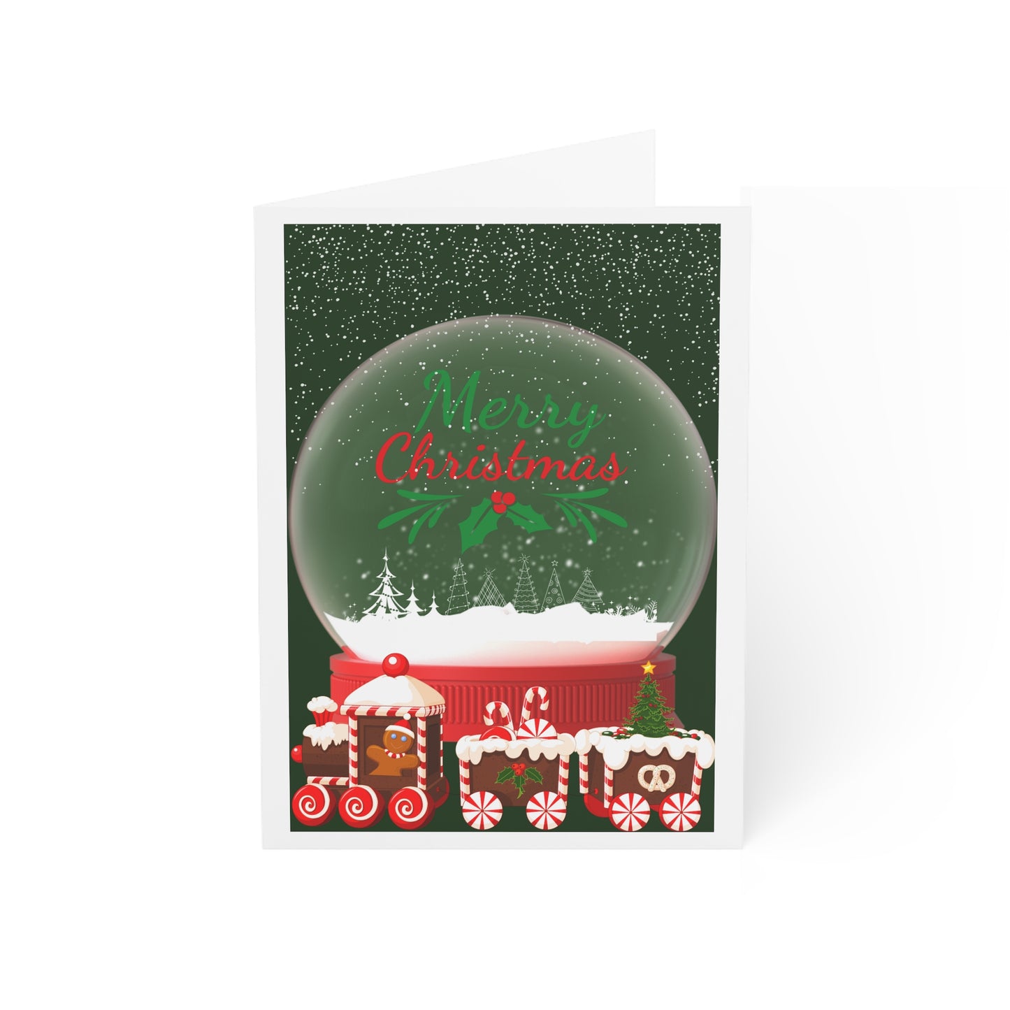 Merry Christmas Holiday Greeting Cards Crystal Ball 10pcs w/ envelopes by ViralDestinations - green w/ borders