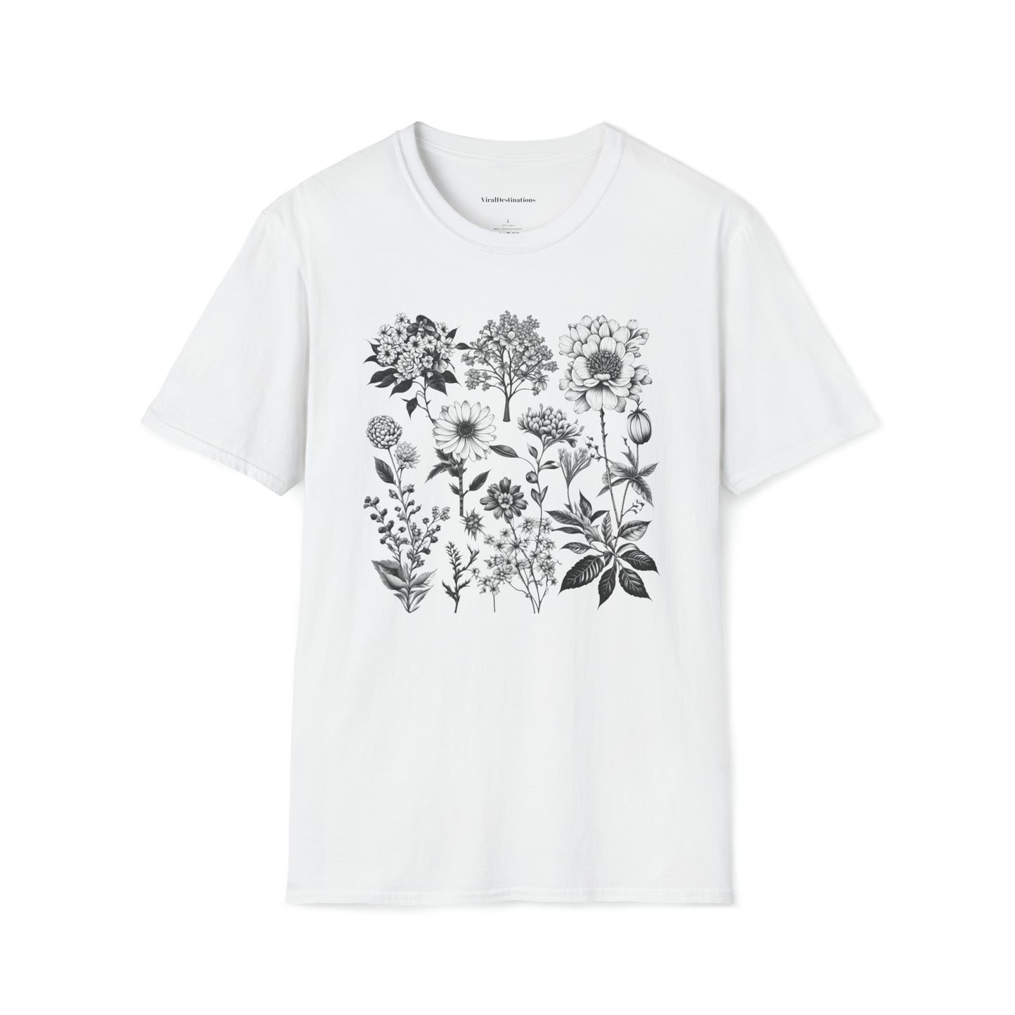 Vintage Drawing Floral Combo Lifestyle Trending Unisex Soft T-Shirt by ViralDestinations