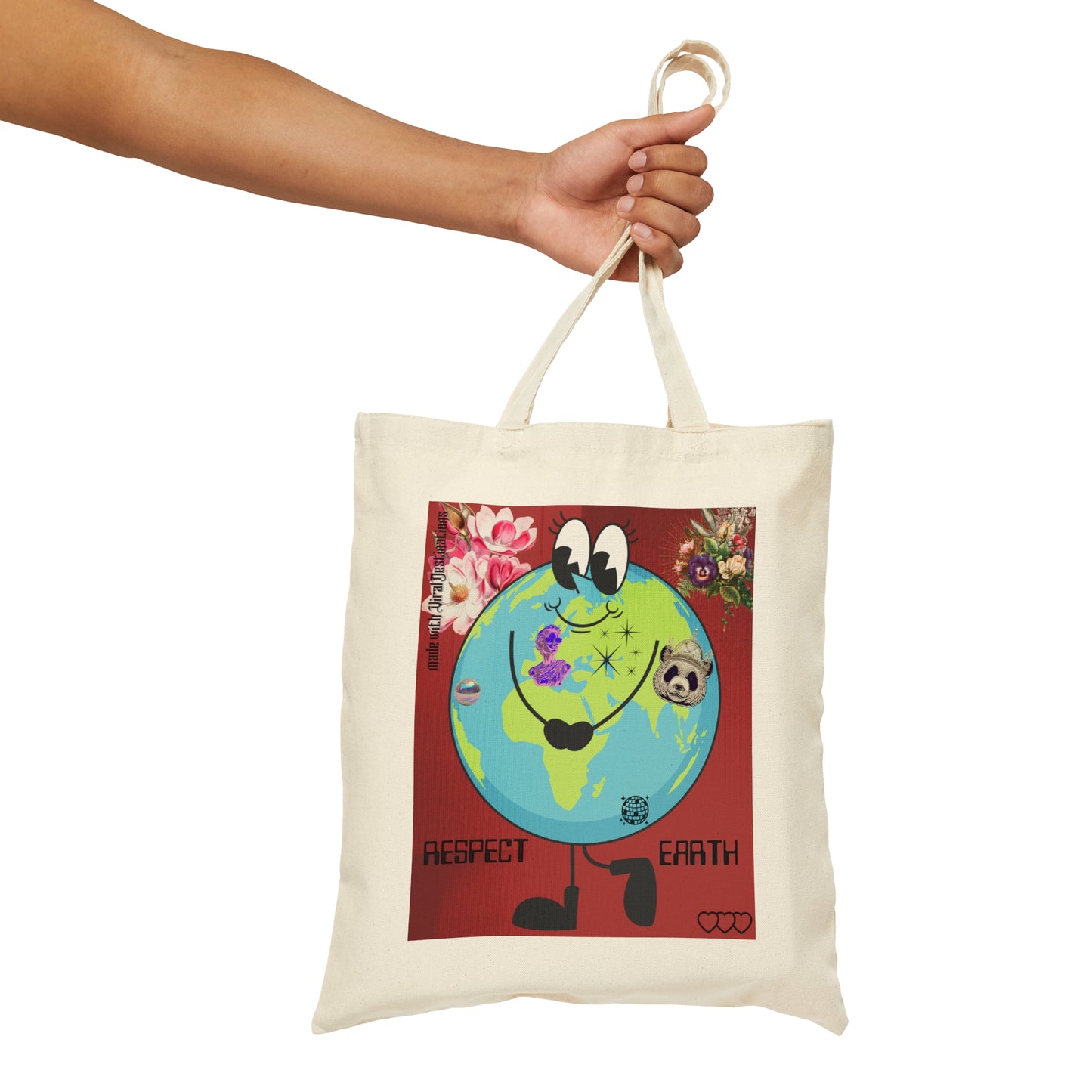 Respect Earth Y2K Trending Cotton Canvas Tote Bag by ViralDestinations