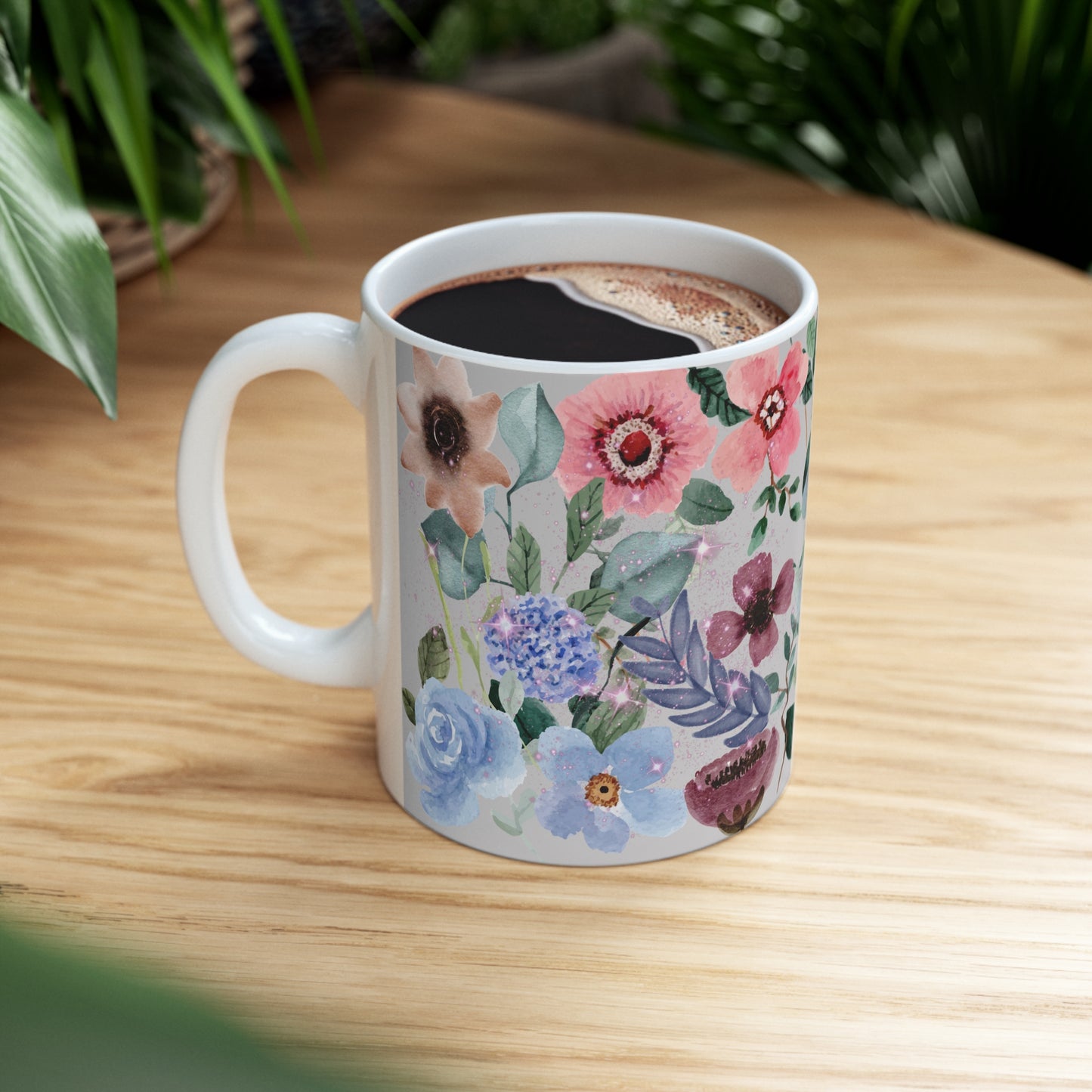 Floral Watercolor with Glitters Ceramic Mug by ViralDestinations™