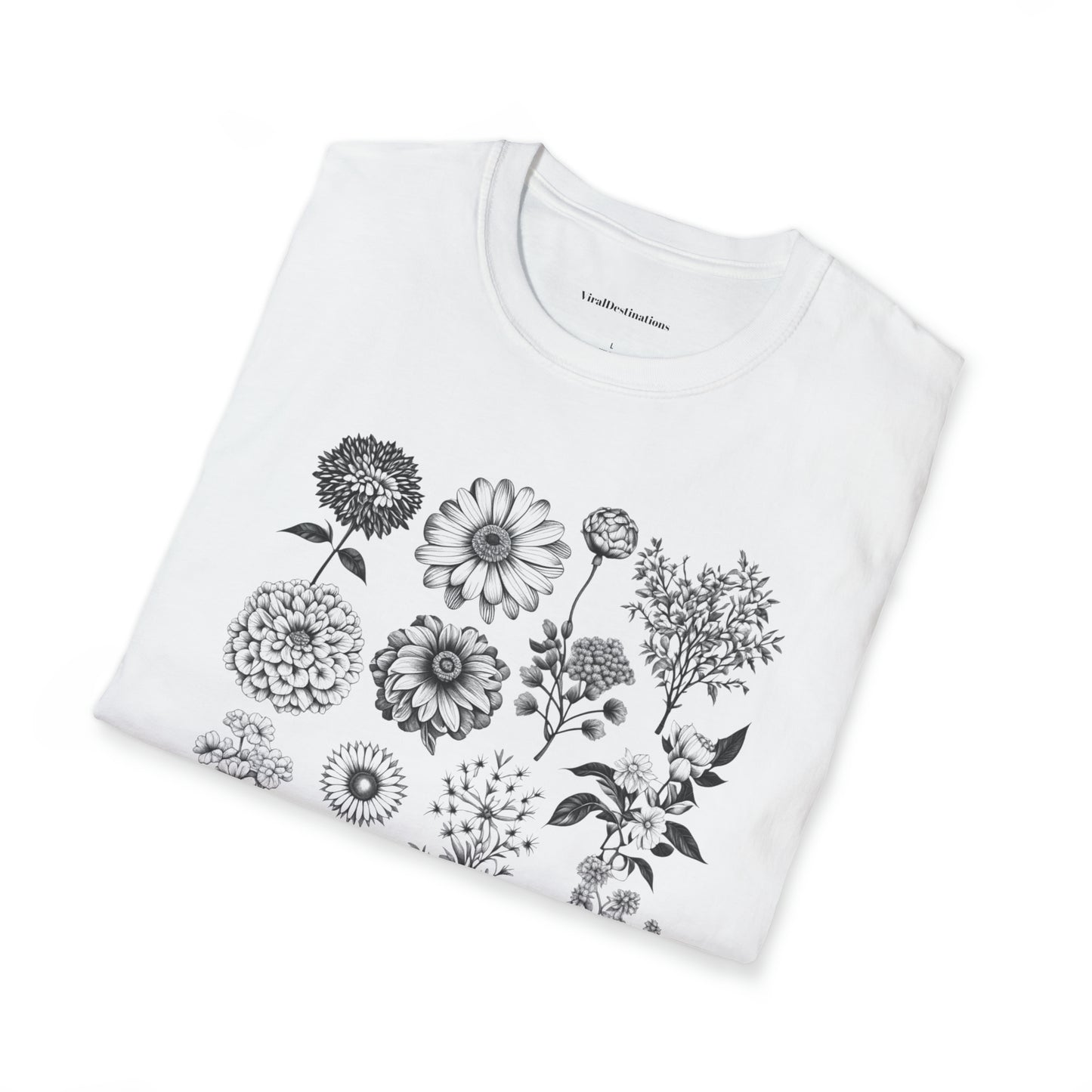 Vintage Drawing Floral Combo Lifestyle Trending Unisex Soft T-Shirt by ViralDestinations