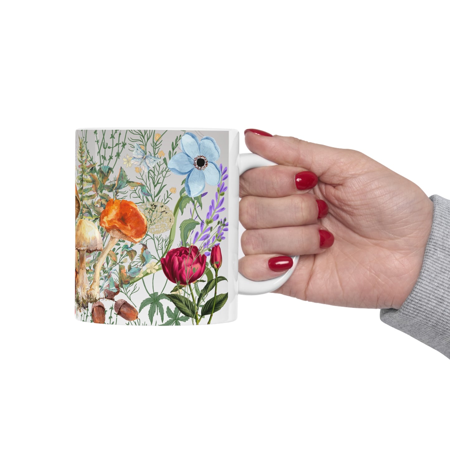 Floral Botanical Mushroom Design Ceramic Mug by ViralDestinations™