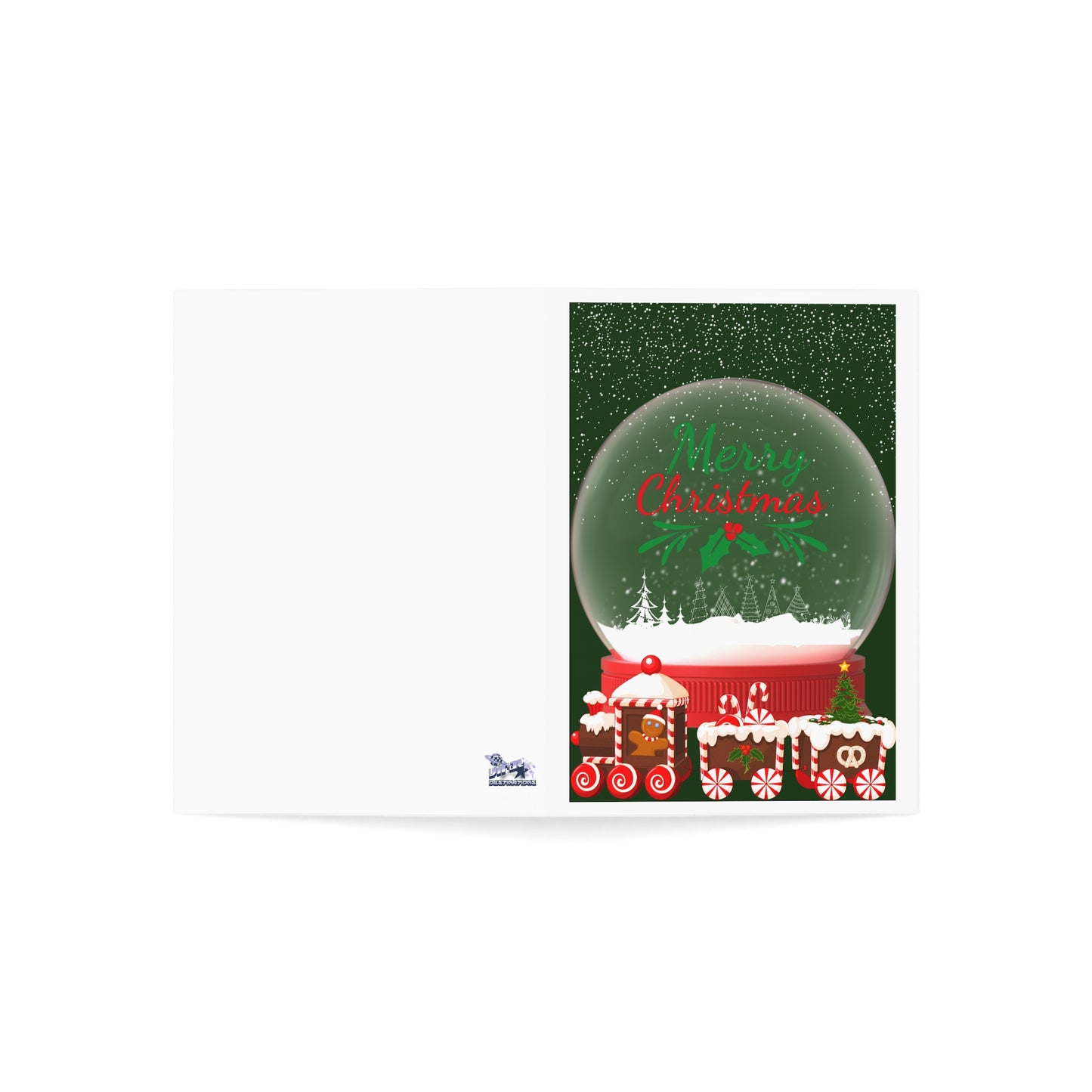 Merry Christmas Holiday Greeting Cards Crystal Ball 10pcs w/ envelopes by ViralDestinations - green w/ borders