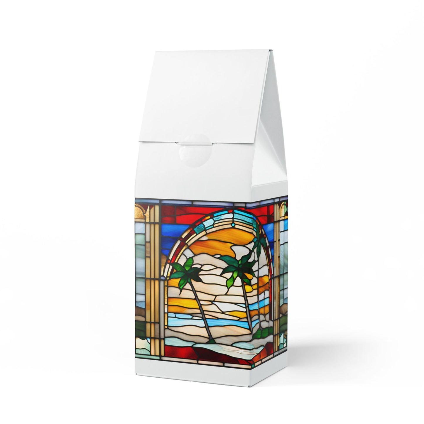 ArtEXB Decaf Coffee Blend (Medium Roast) Tiffany Glass Studio Design Beach Scene