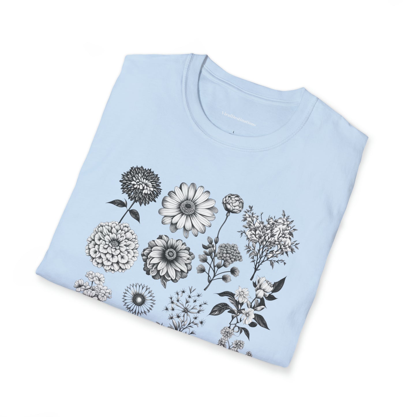 Vintage Drawing Floral Combo Lifestyle Trending Unisex Soft T-Shirt by ViralDestinations