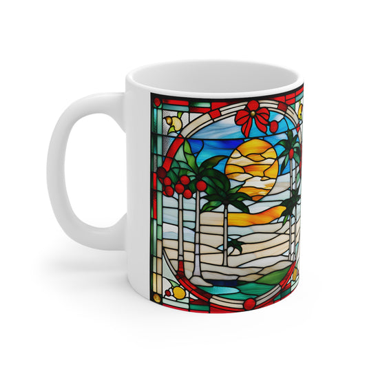 Christmas in Florida Tiffany's Studio Style Floral Ceramic Mug by ViralDestinations - Collectible Art at your hands