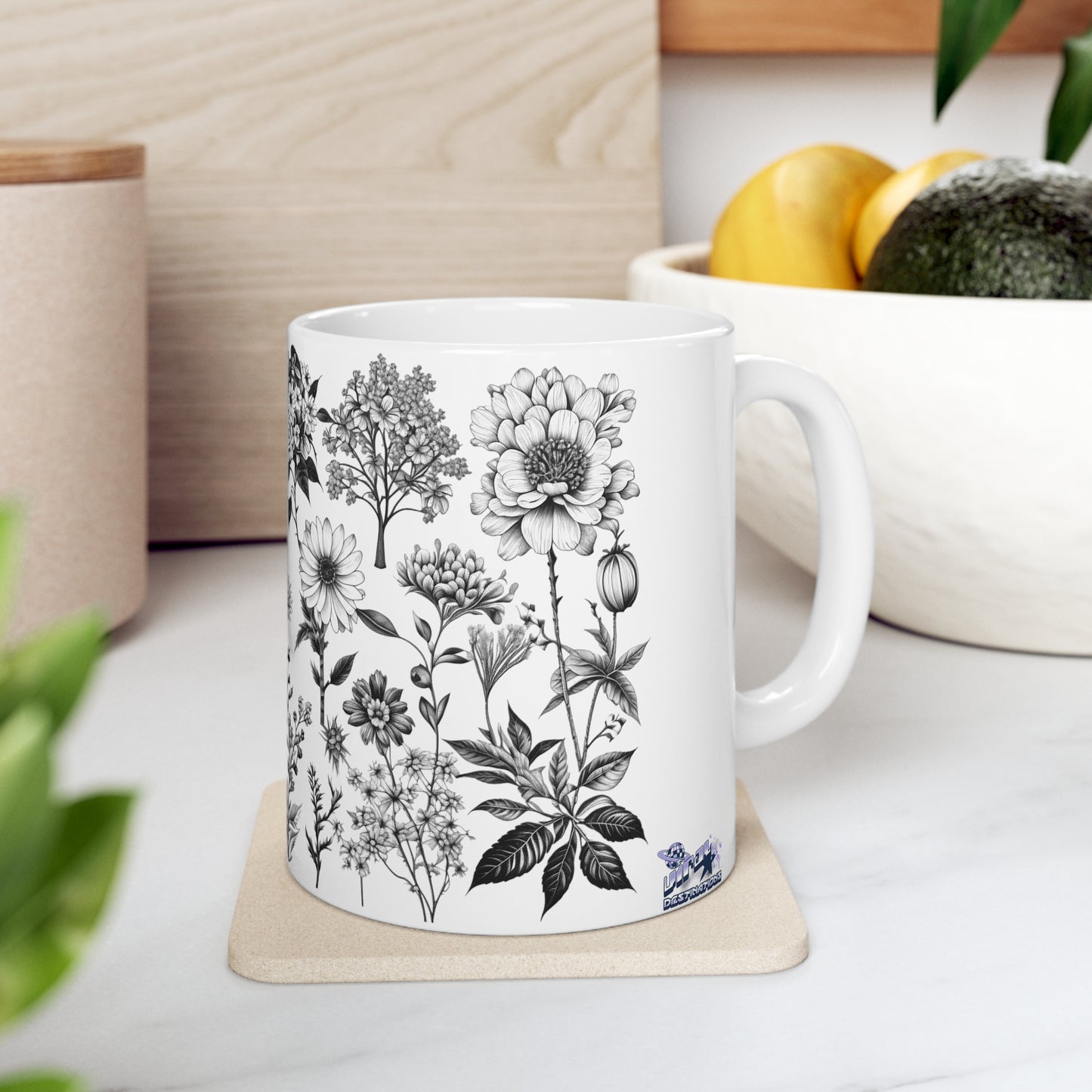 Floral Forest Vintage Drawing Ceramic Mug by ViralDestinations