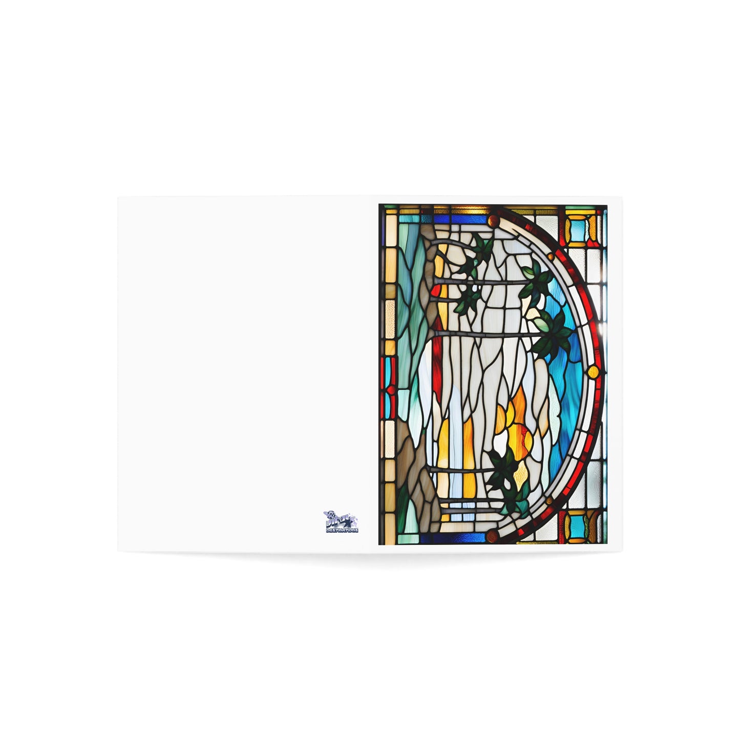 Christmas Thanksgiving Holidays Beach Sunset Greeting Cards Tiffany Studio Style w/ envelopes by The Art Shop