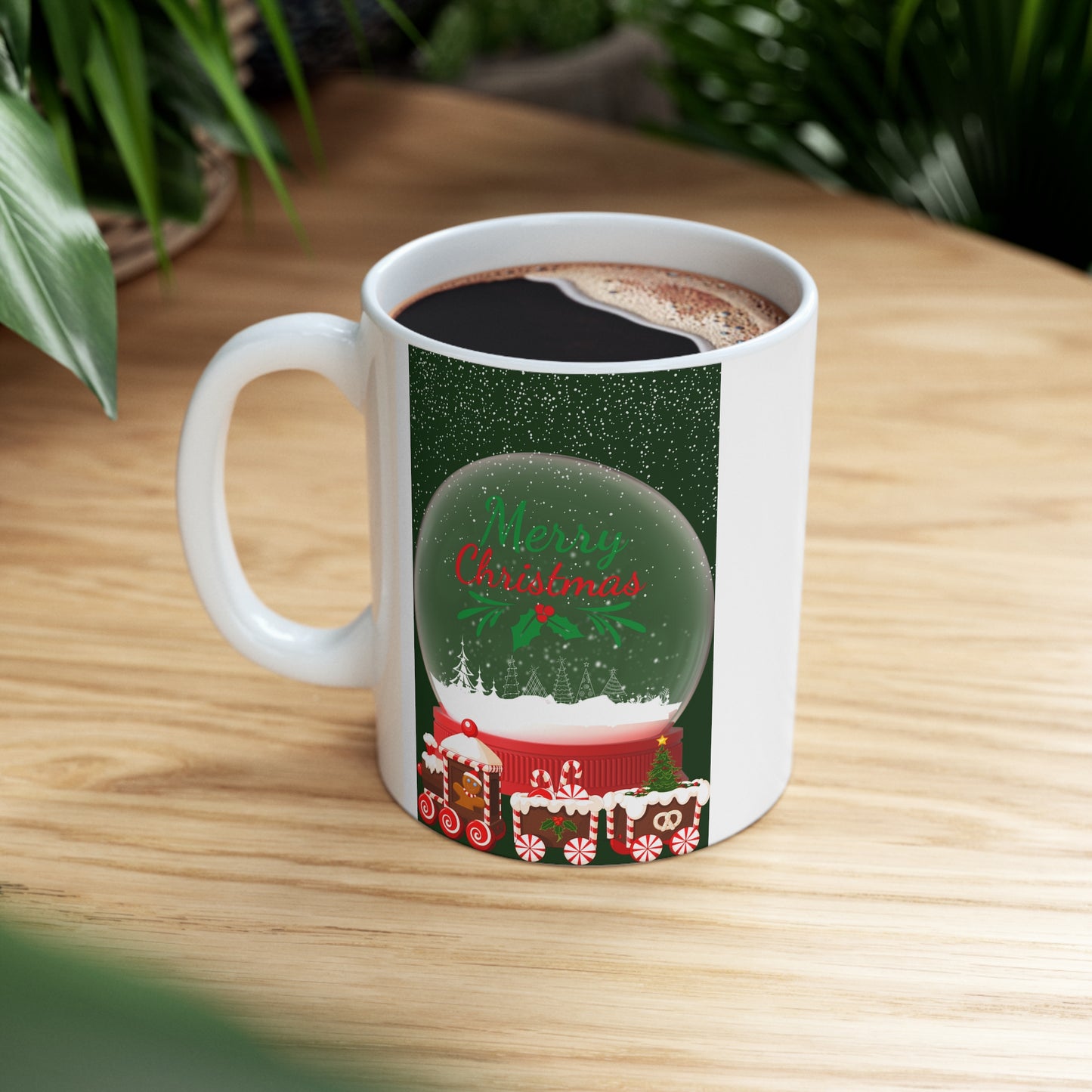 Merry Christmas Crystal Ball Ceramic Mug by ViralDestinations