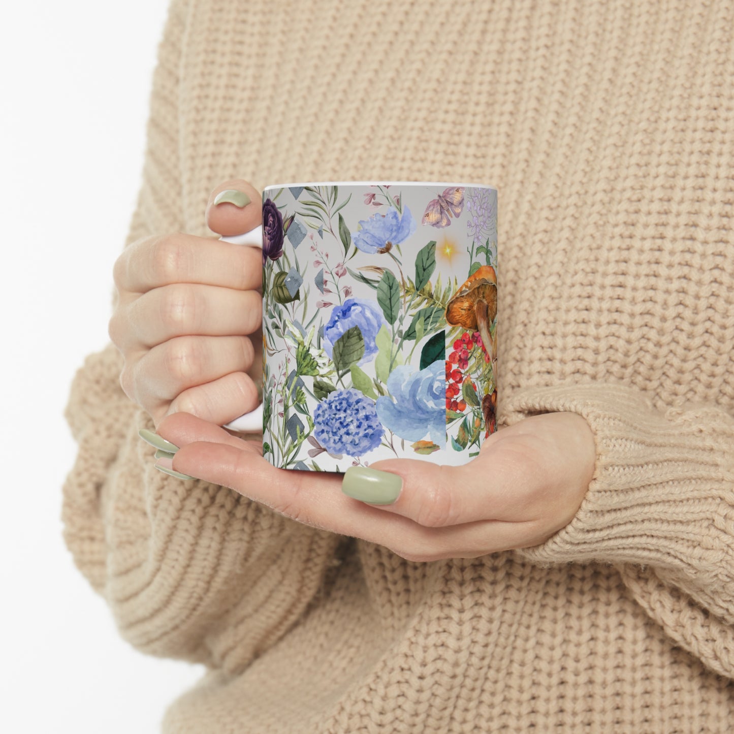 Floral Botanical Mushroom Design Ceramic Mug by ViralDestinations™