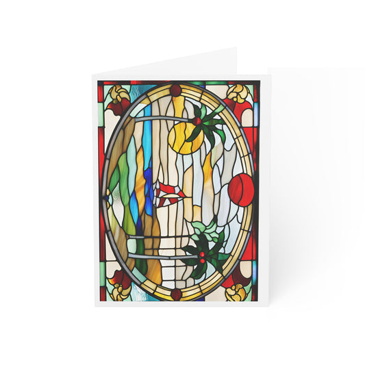 Christmas Thanksgiving Holidays Tropical Boat Greeting Cards Tiffany Studio Style w/ envelopes by The Art Shop