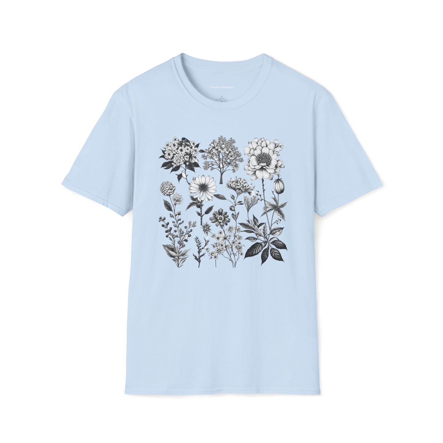 Vintage Drawing Floral Combo Lifestyle Trending Unisex Soft T-Shirt by ViralDestinations