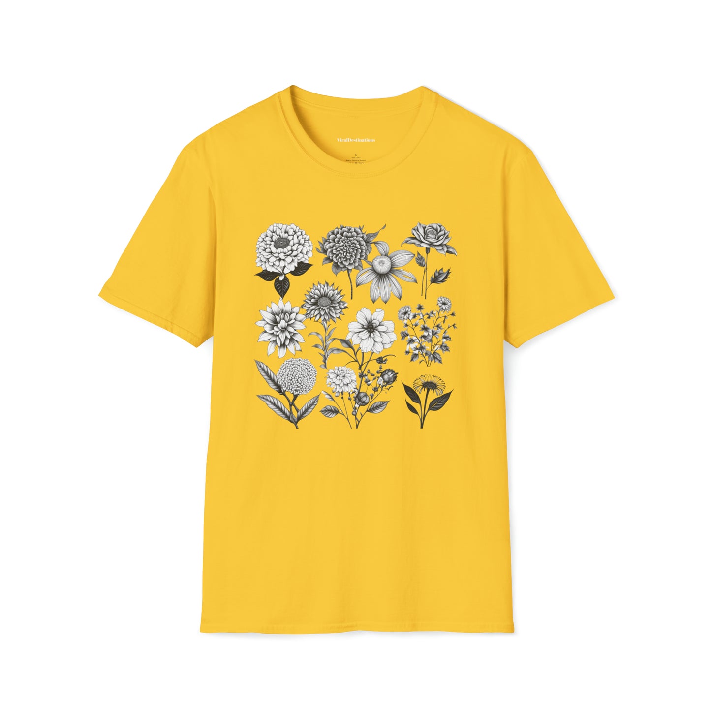 Vintage Drawing Floral Combo Lifestyle Trending Unisex Soft T-Shirt by ViralDestinations