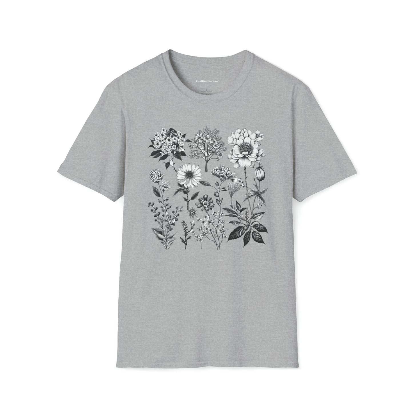 Vintage Drawing Floral Combo Lifestyle Trending Unisex Soft T-Shirt by ViralDestinations