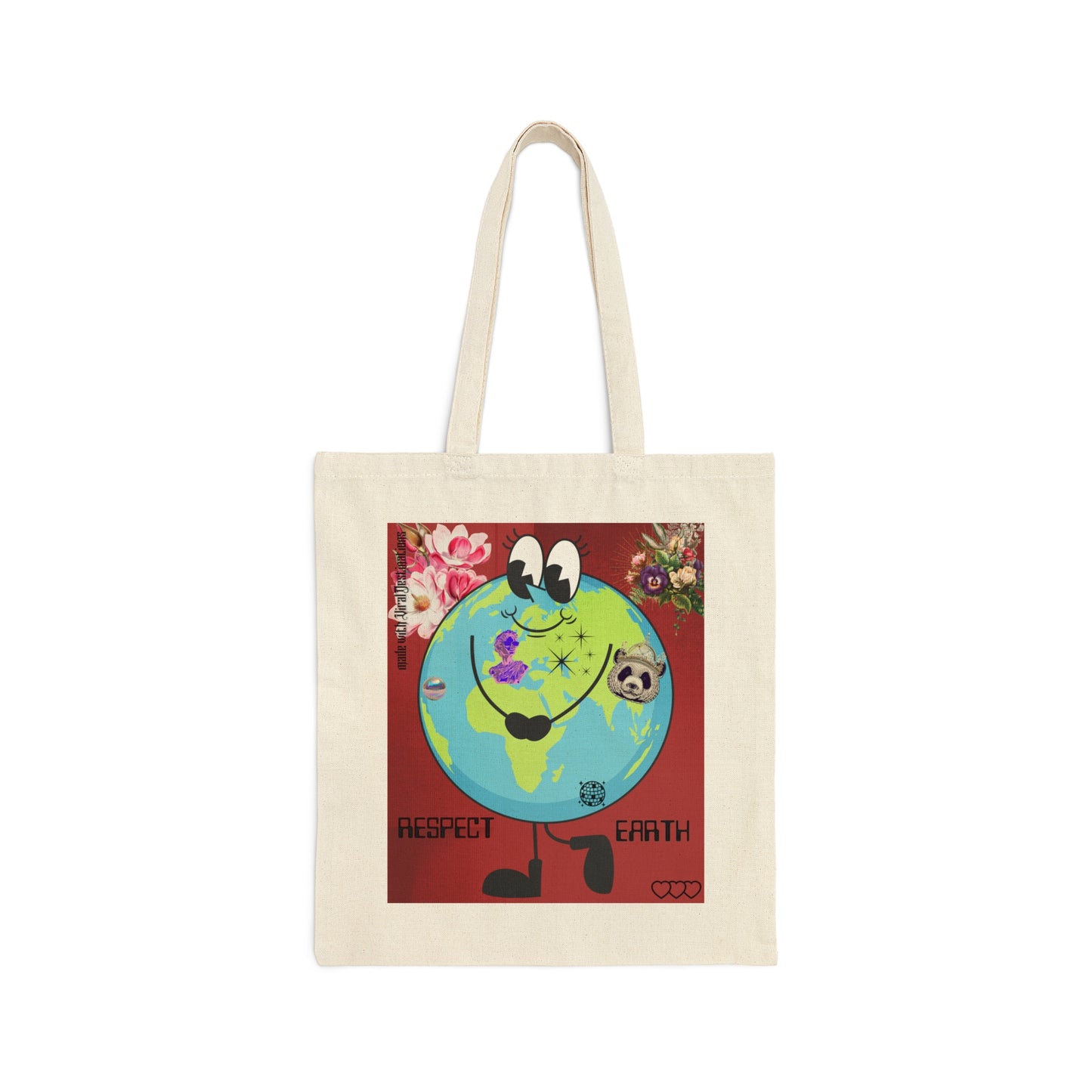 Respect Earth Y2K Trending Cotton Canvas Tote Bag by ViralDestinations