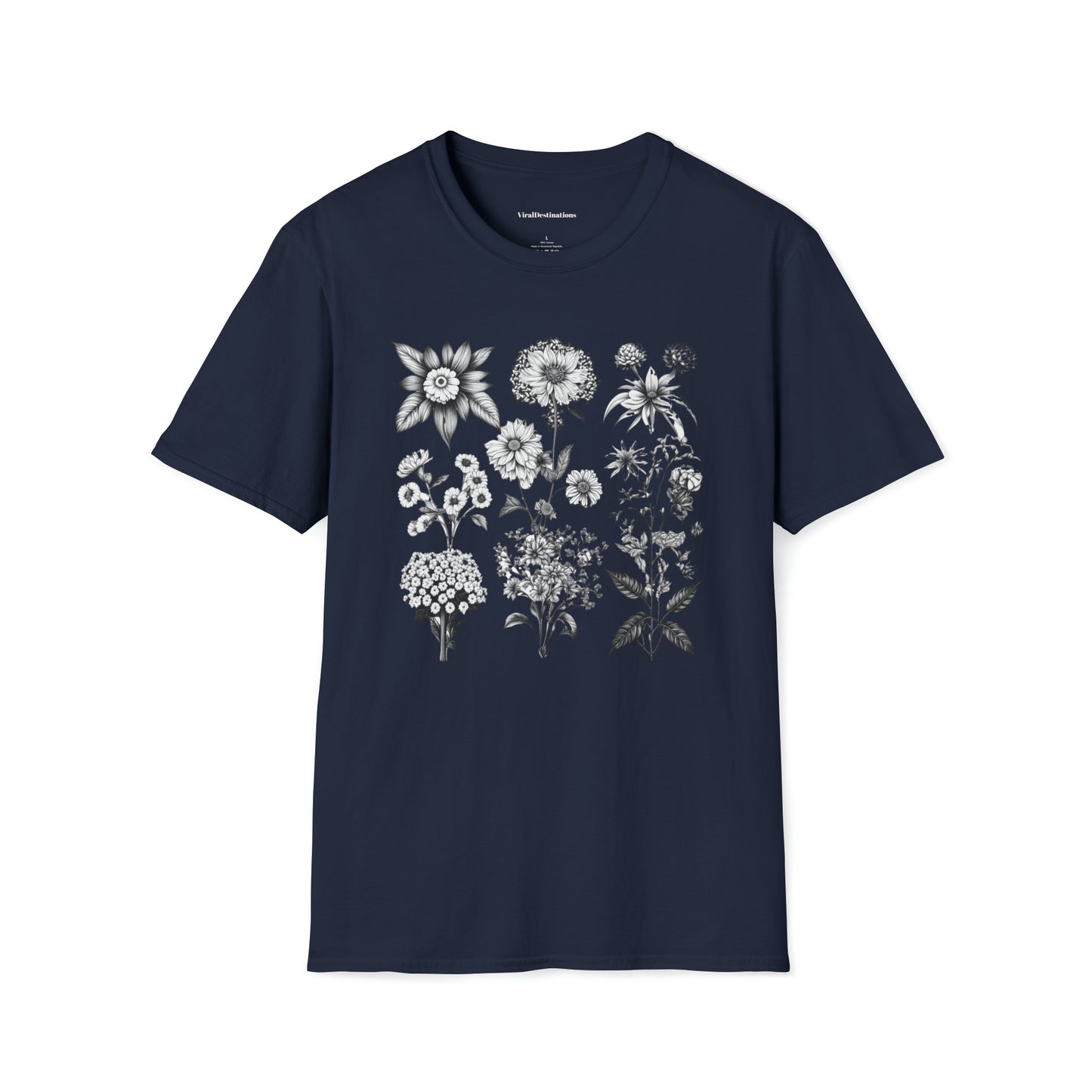 Vintage Drawing Floral Combo Lifestyle Trending Unisex Soft T-Shirt by ViralDestinations