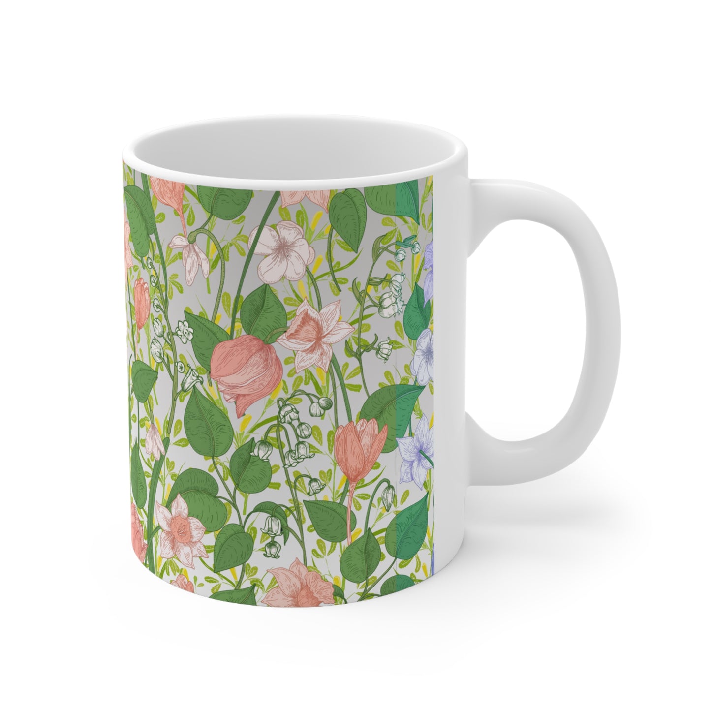 Tri-Color Theme Floral Ceramic Mug by ViralDestinations™