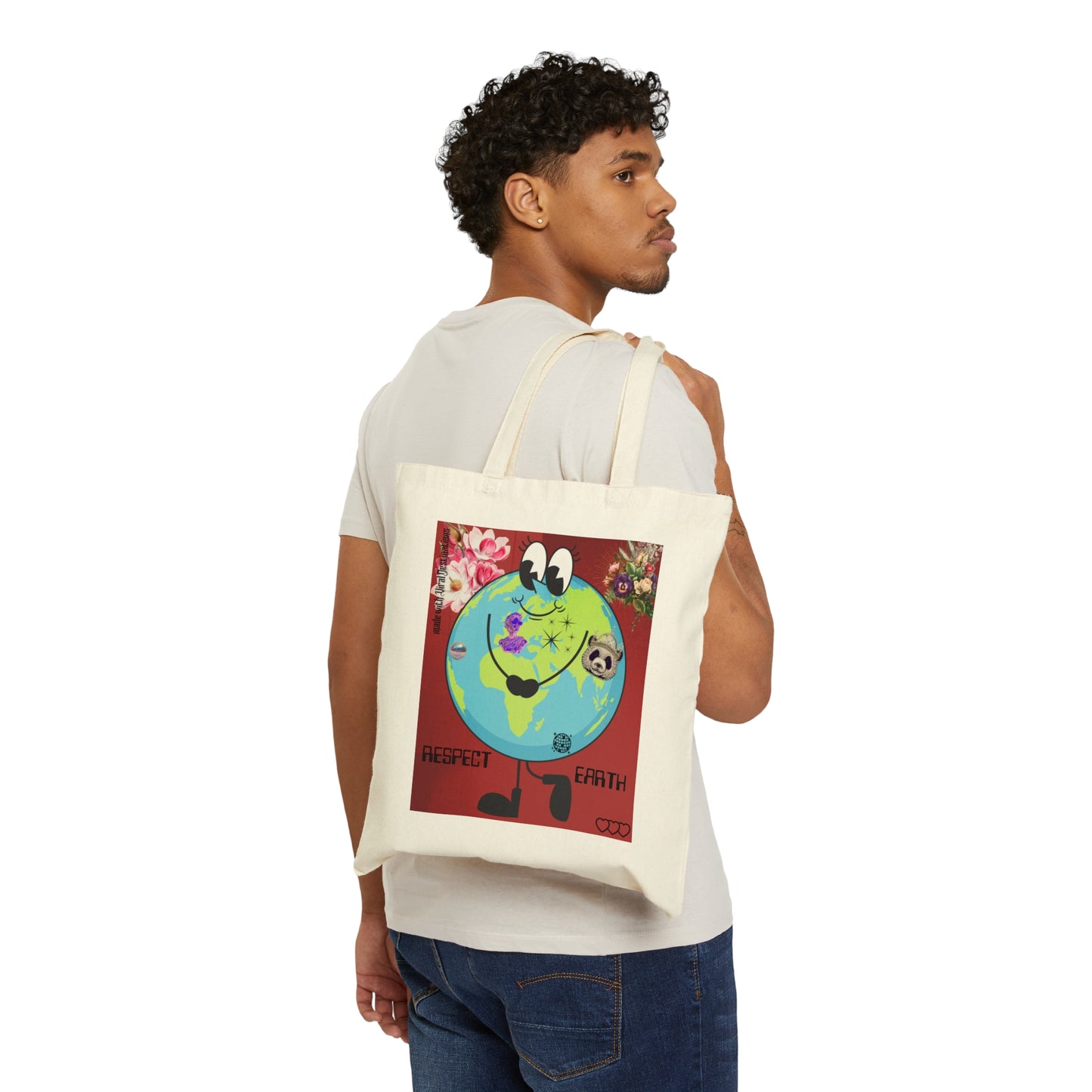 Respect Earth Y2K Trending Cotton Canvas Tote Bag by ViralDestinations