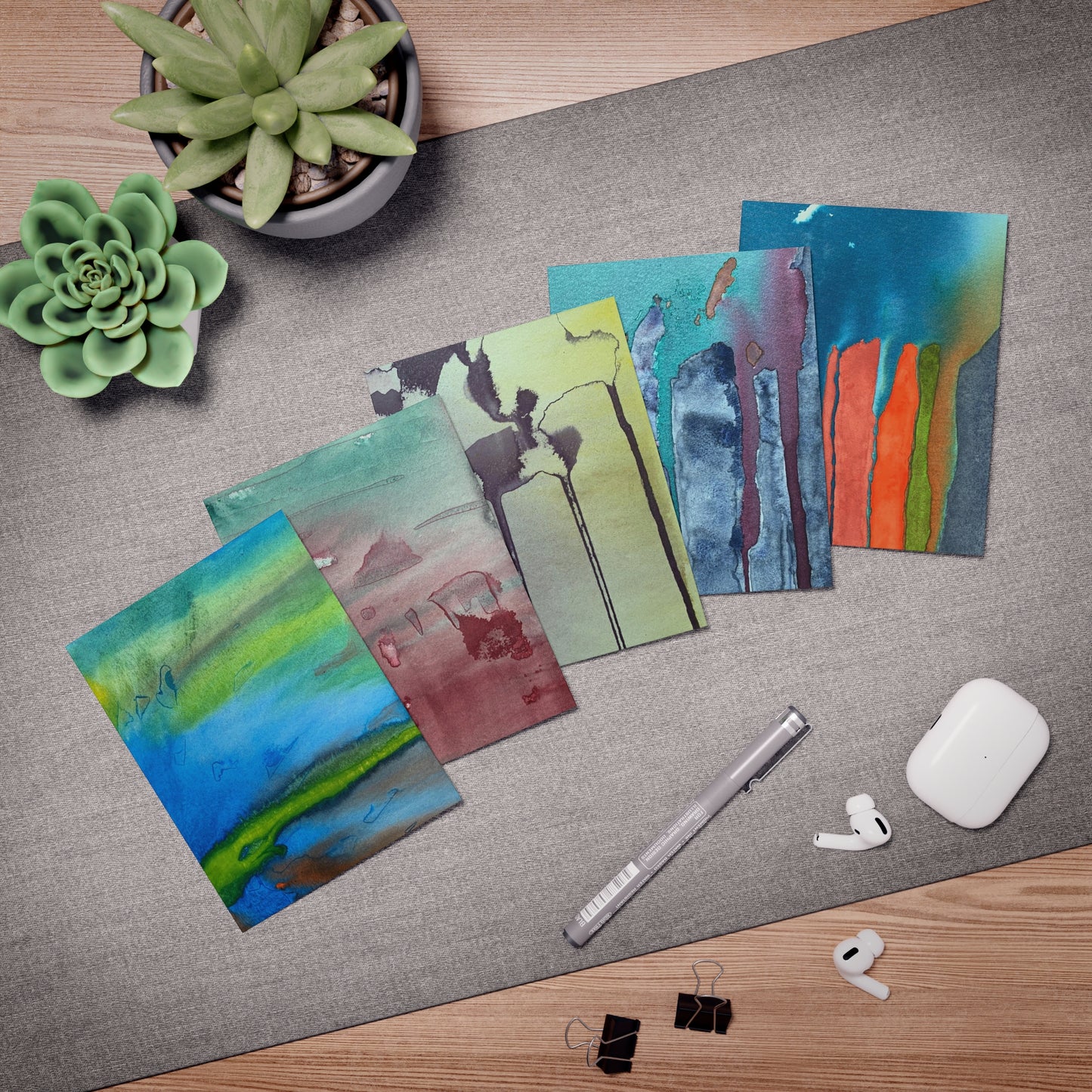 Multi-Design Fine Art Watercolor Painting Greeting Cards (5-Pack) ¬ Perfect for Holidays, Birthdays, Thank You Notes ¬ Unique Art Gifts