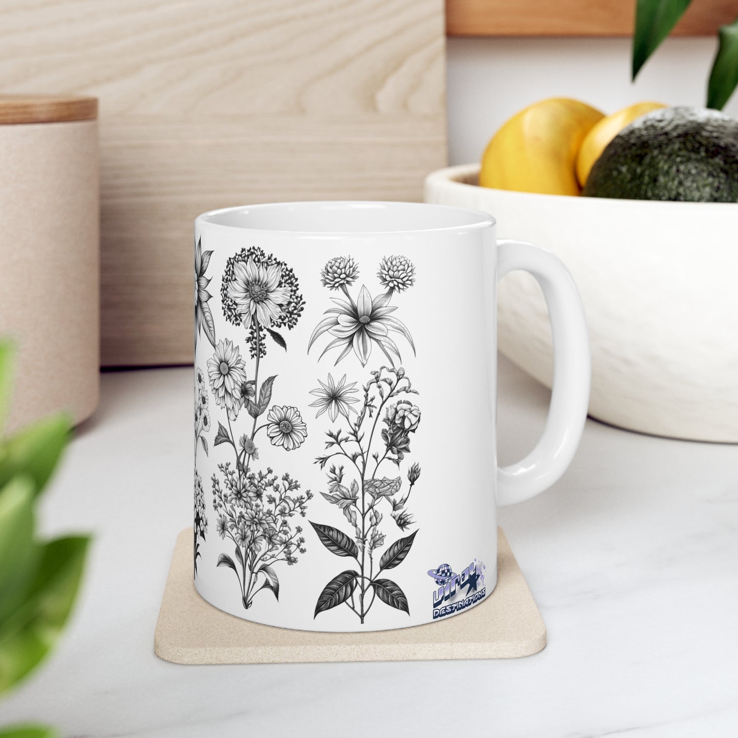 Floral Forest Vintage Drawing Ceramic Mug by ViralDestinations